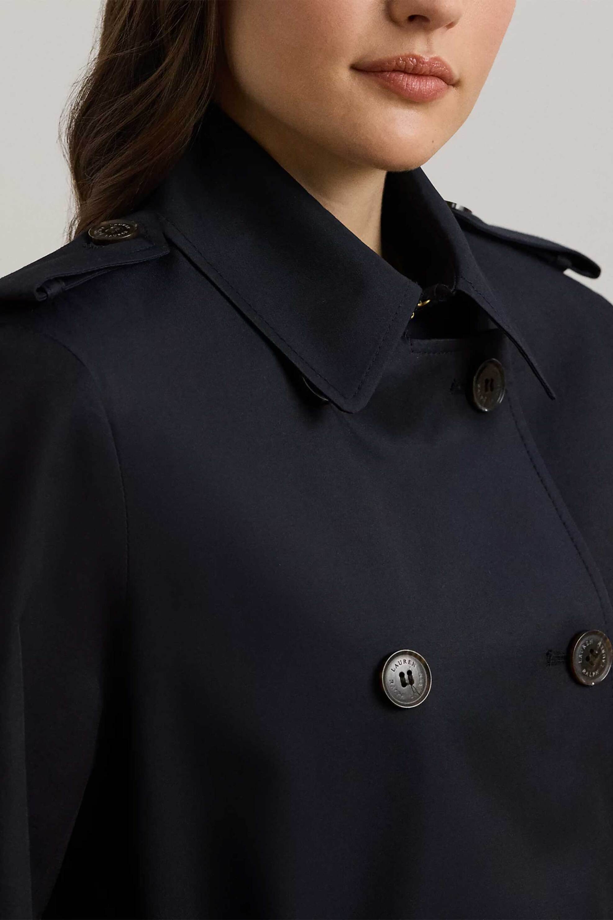 Lauren Ralph Lauren γυναικεία καπαρντίνα με σταυρωτό κλείσιμο και ζώνη Straight Fit - 297967126004 Μπλε Σκούρο φωτογραφία