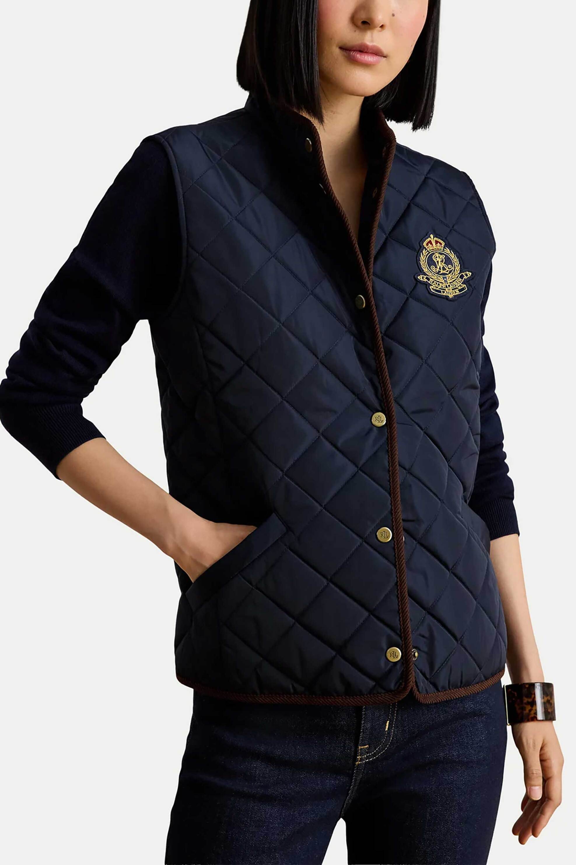 Lauren Ralph Lauren γυναικείο μπουφάν αμάνικο καπιτονέ - 297P18068004 Μπλε Σκούρο