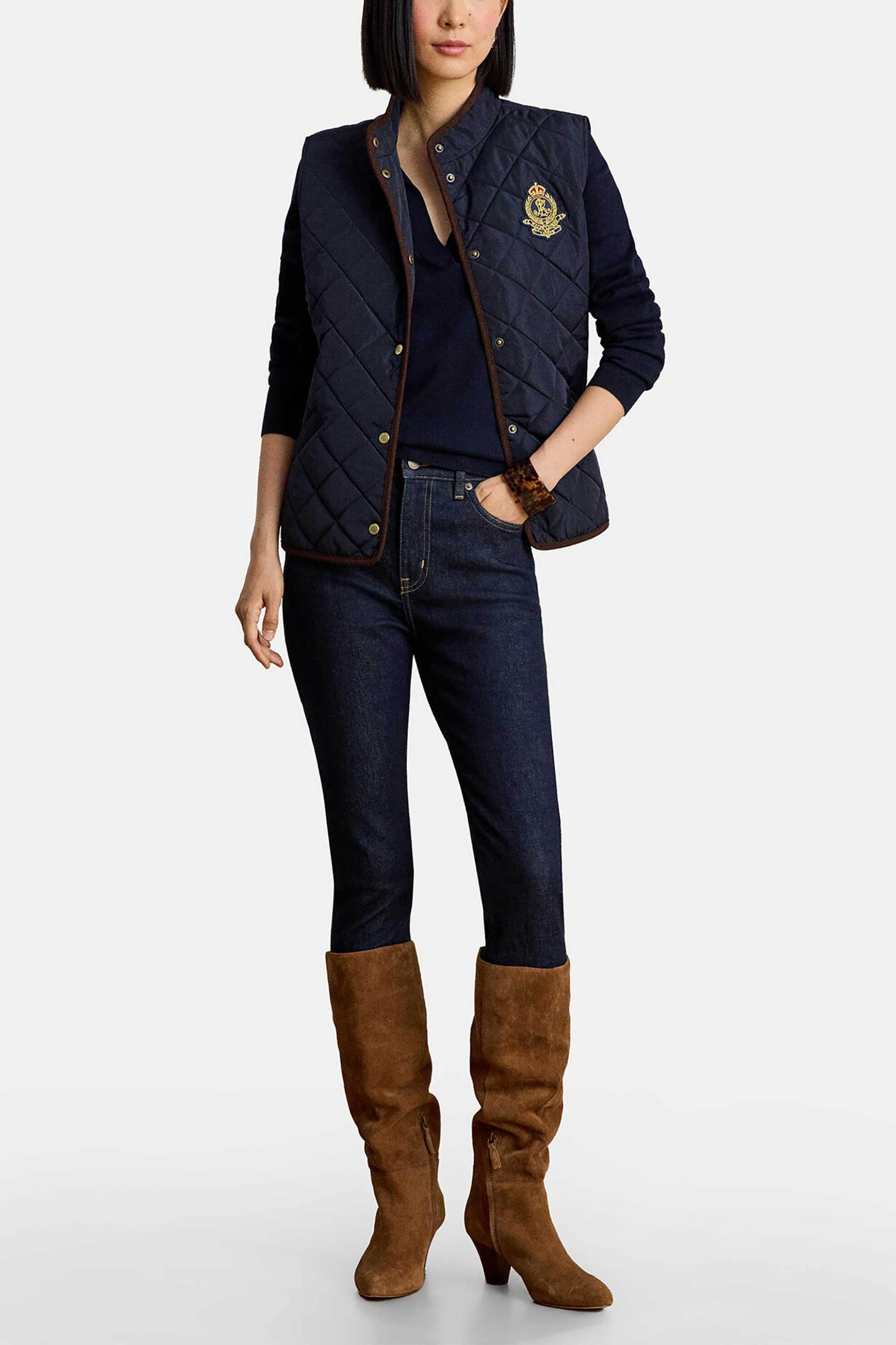 Lauren Ralph Lauren γυναικείο μπουφάν αμάνικο καπιτονέ - 297P18068004 Μπλε Σκούρο