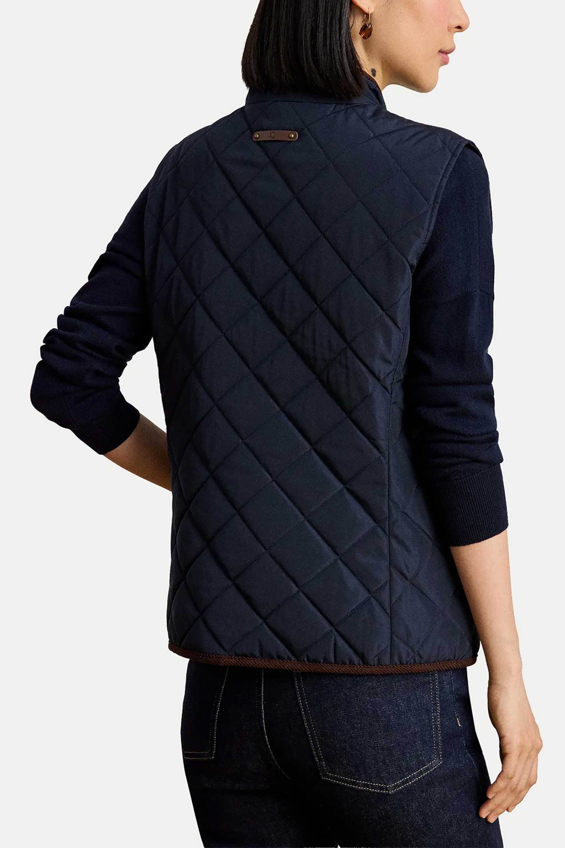 Lauren Ralph Γυναικείο Μπουφάν Αμάνικο Καπιτονέ - 297P18068004 Μπλε Σκούρο