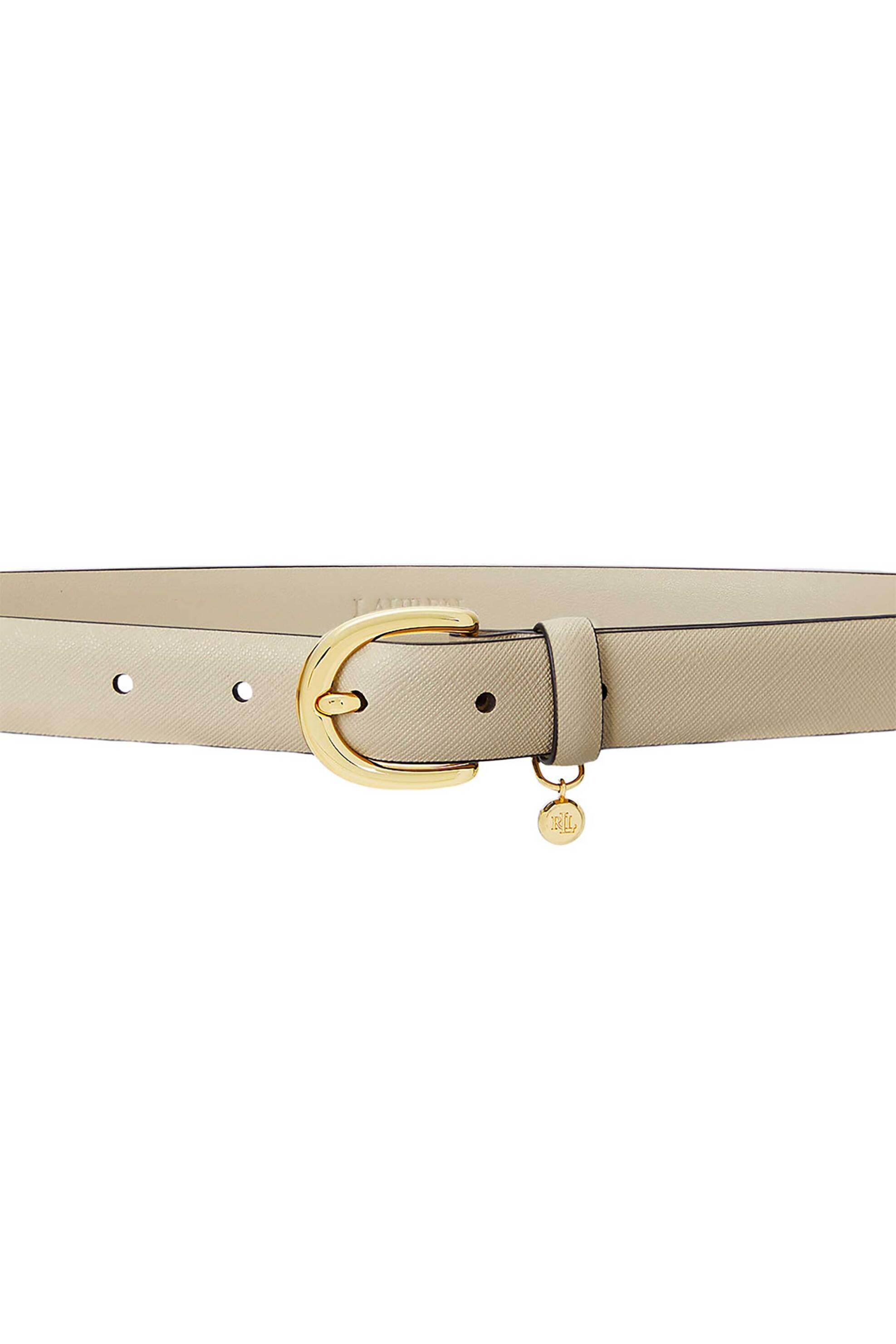 Lauren Ralph Lauren γυναικεία δερμάτινη ζώνη μονόχρωμη με διακοσμητικό charm - 412802952038 Μπεζ φωτογραφία
