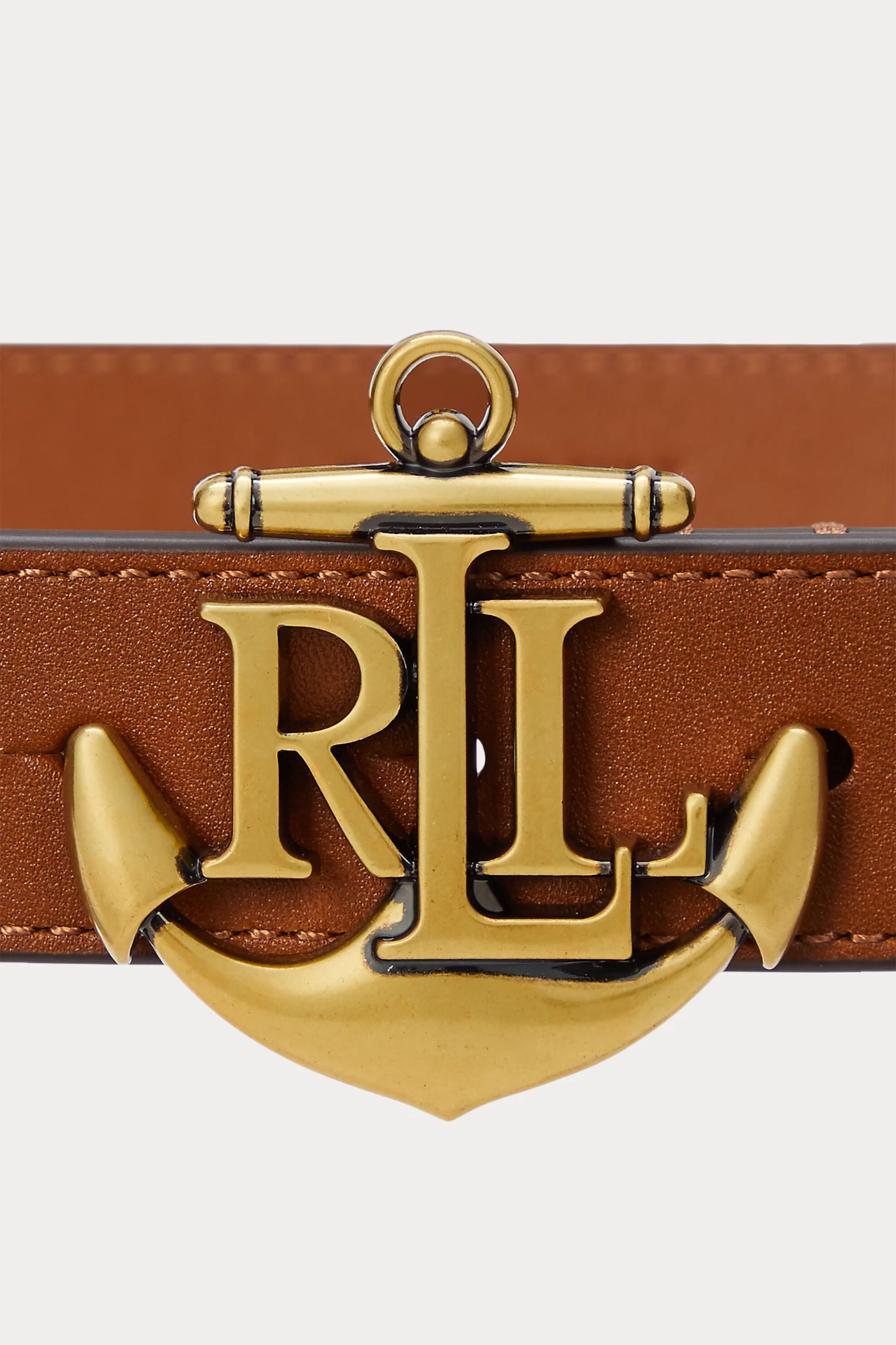 Lauren Ralph Lauren γυναικεία δερμάτινη ζώνη με μεταλλικό anchor logo - 412957004002 Ταμπά φωτογραφία