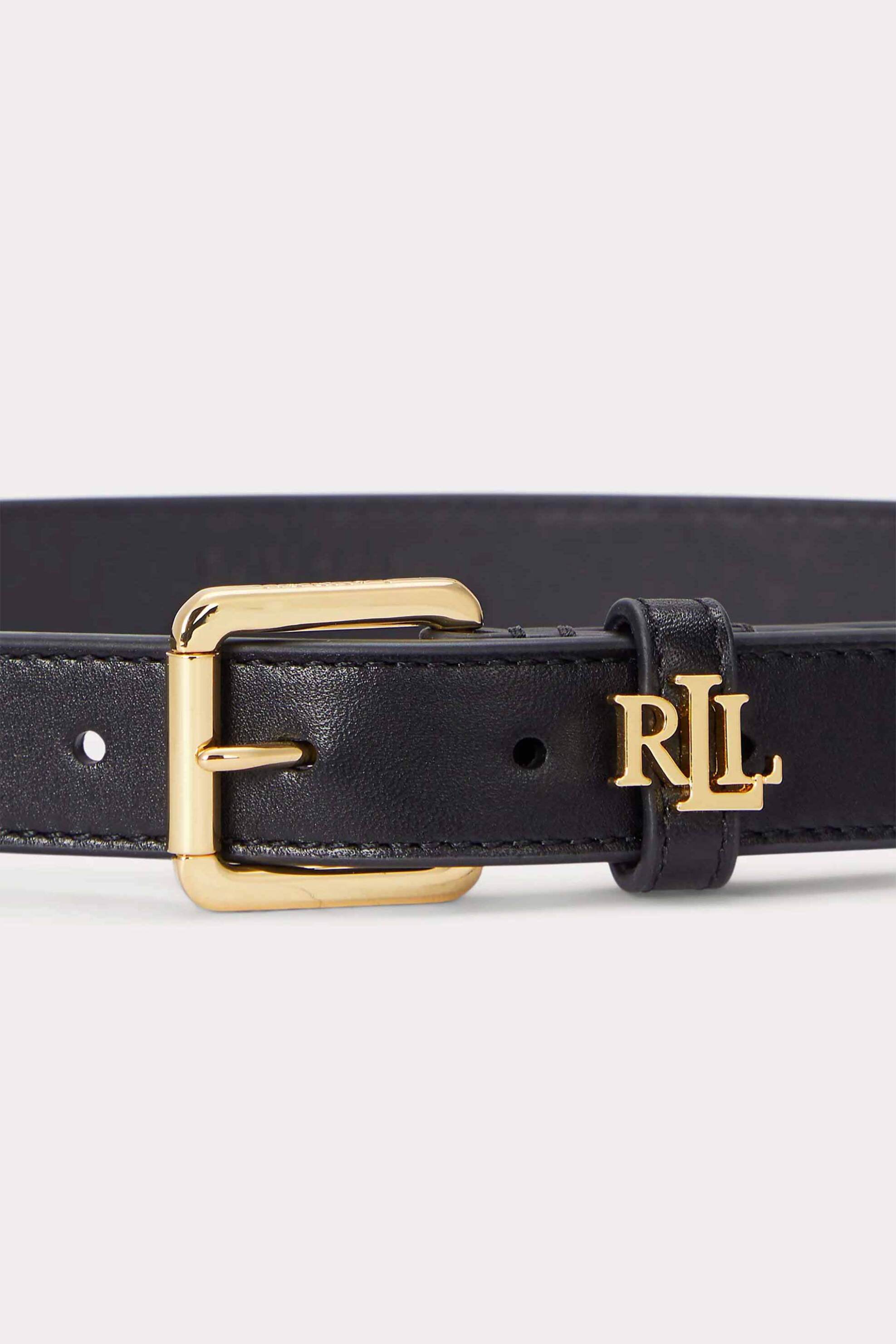 Lauren Ralph Lauren γυναικεία δερμάτινη ζώνη με μεταλλική αγκράφα και monogram - 412968763001 Μαύρο φωτογραφία