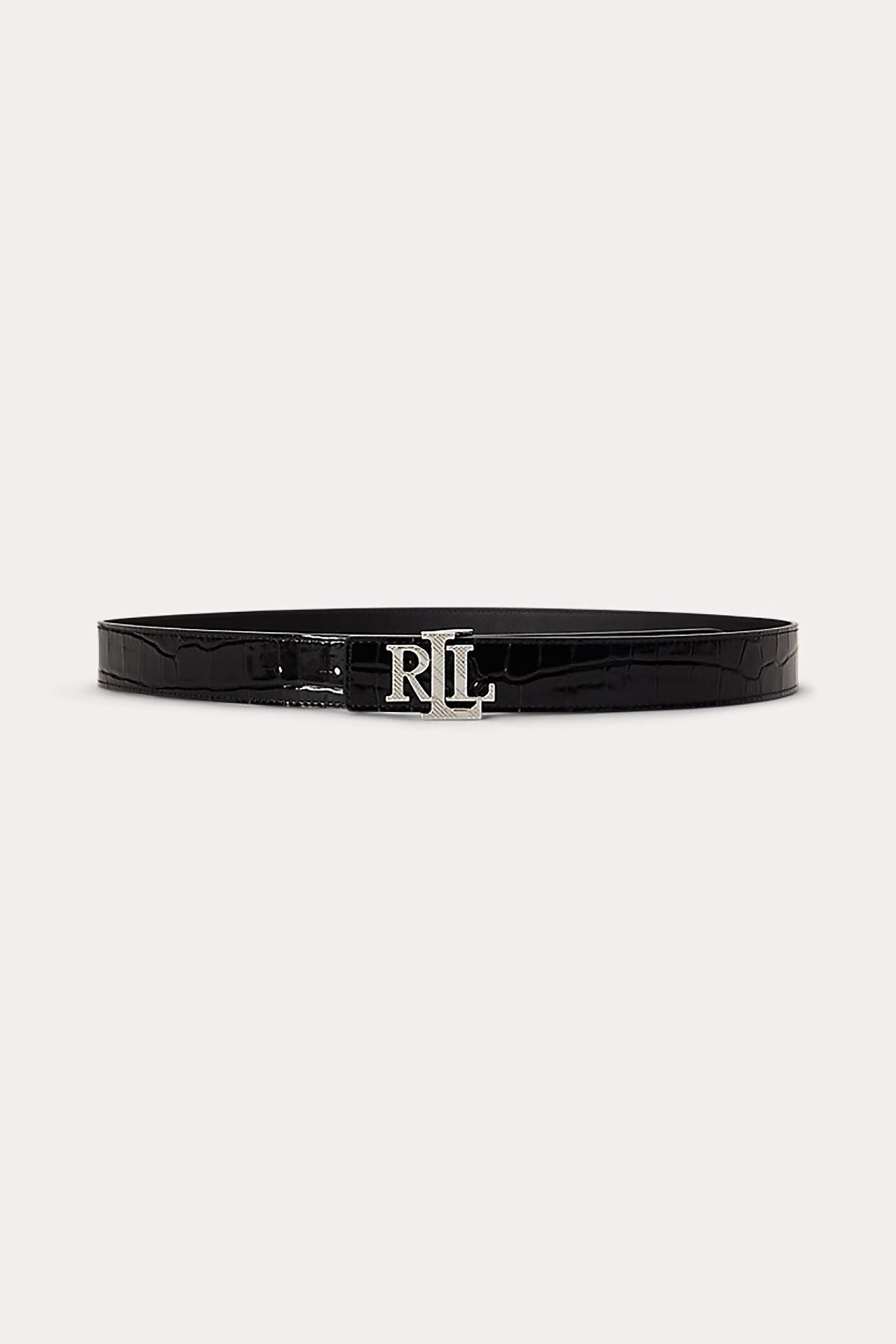 Lauren Ralph Lauren γυναικεία ζώνη διπλής όψης με croco σχέδιο - 412P18557001 Μαύρο