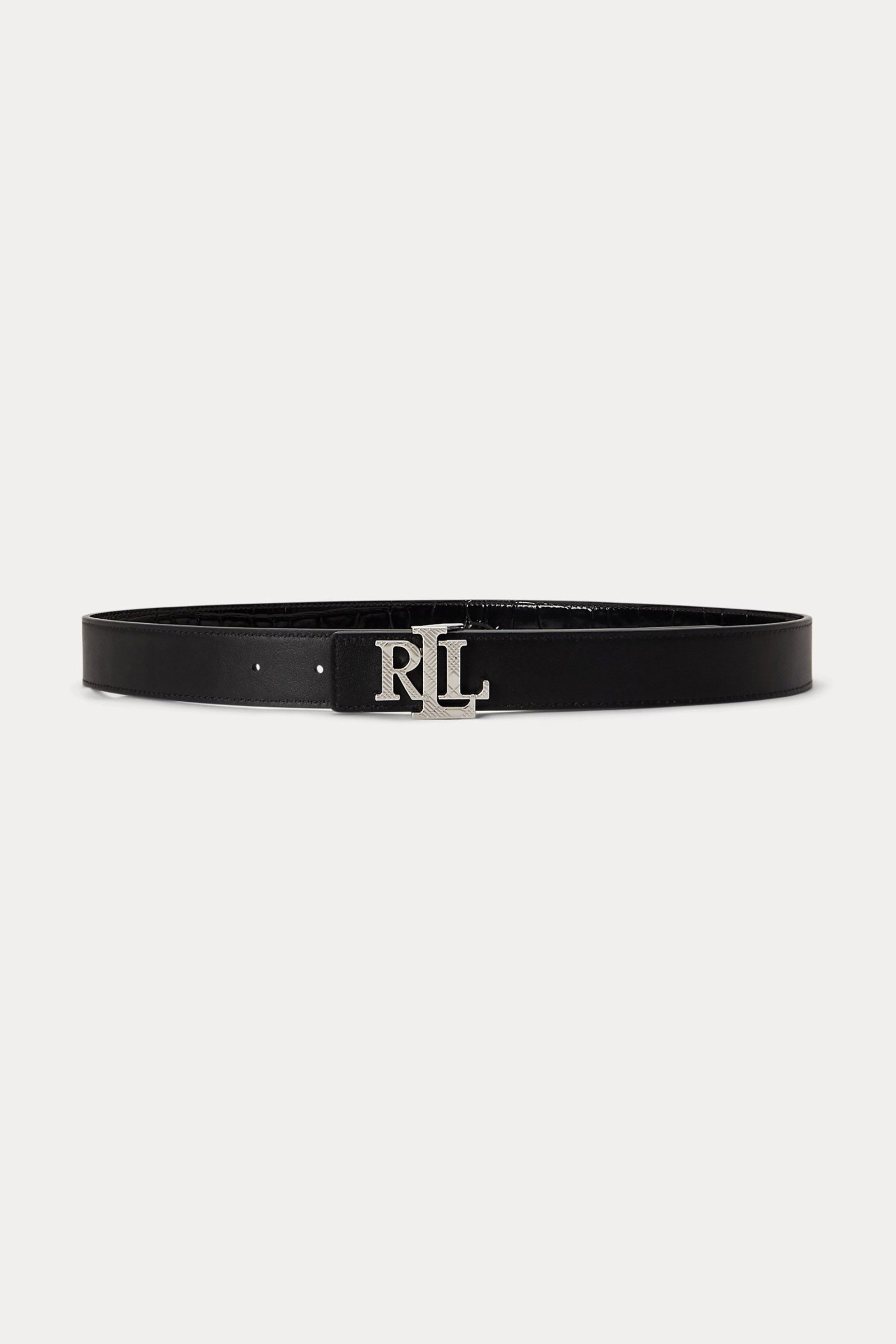 Lauren Ralph Lauren γυναικεία ζώνη διπλής όψης με croco σχέδιο - 412P18557001 Μαύρο