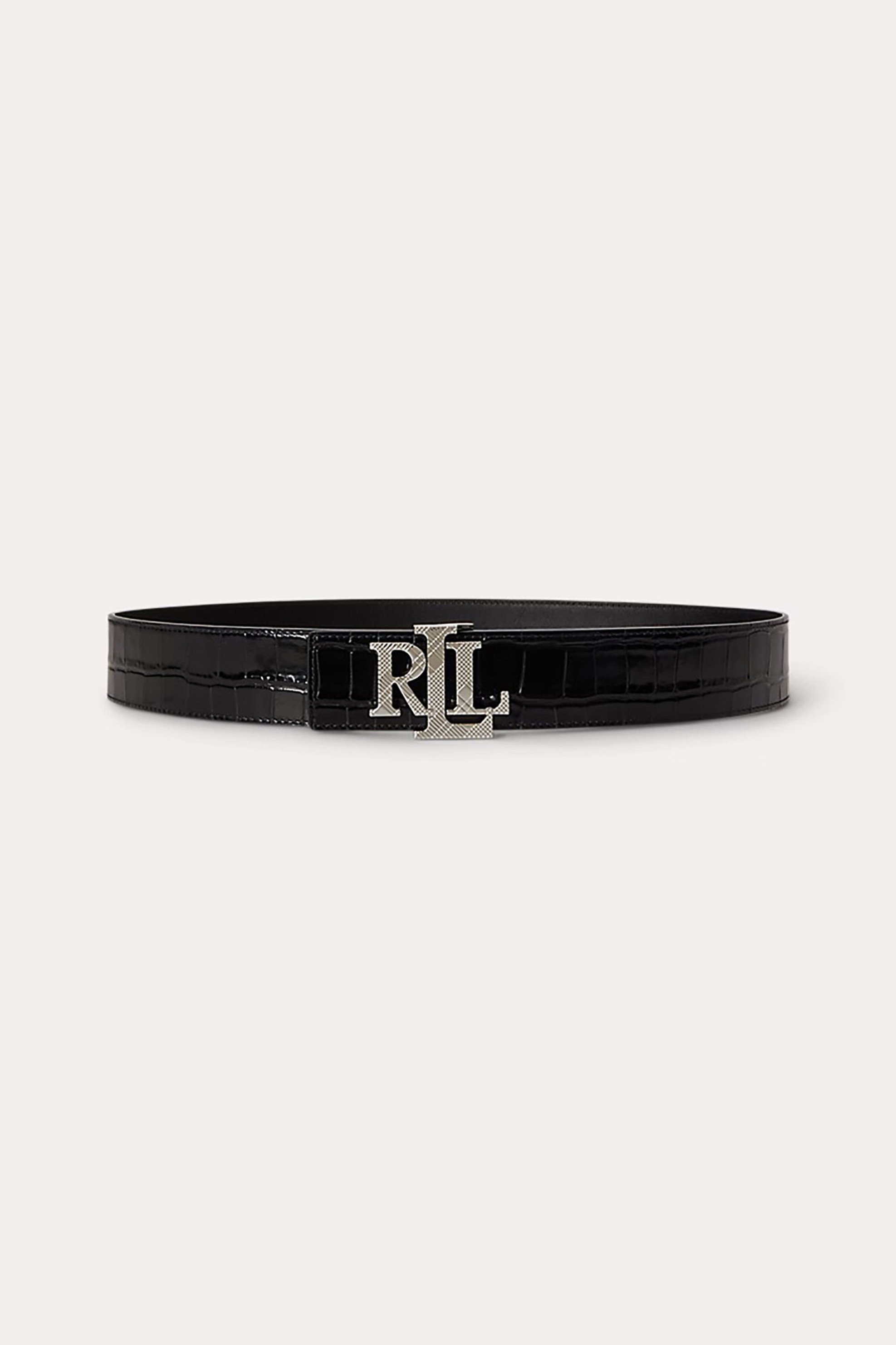 Lauren Ralph Lauren γυναικεία ζώνη διπλής όψης με croco σχέδιο - 412P18558001 Μαύρο