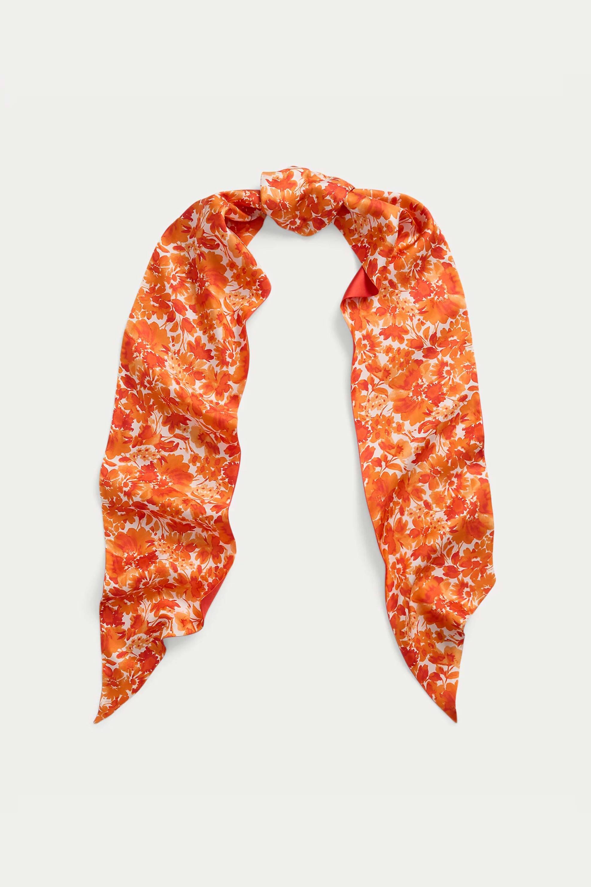 LAUREN RALPH LAUREN Lauren Ralph Lauren γυναικείο μεταξωτό φουλάρι με floral print - 454966218002 Πορτοκαλί 2025