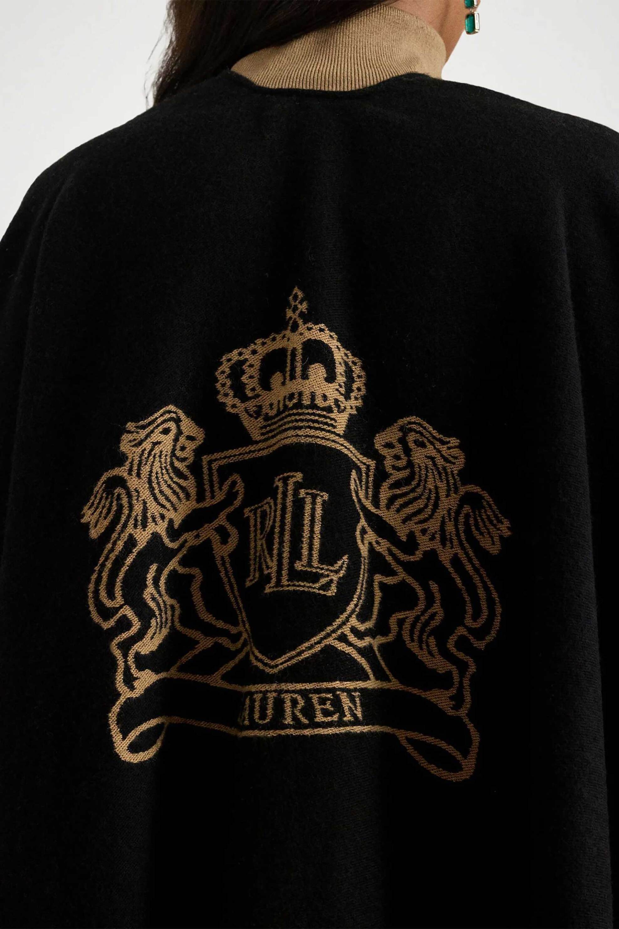 Lauren Ralph Lauren γυναικεία πλεκτή κάπα διπλής όψης με λογότυπο - 454P04536001 Μαύρο φωτογραφία