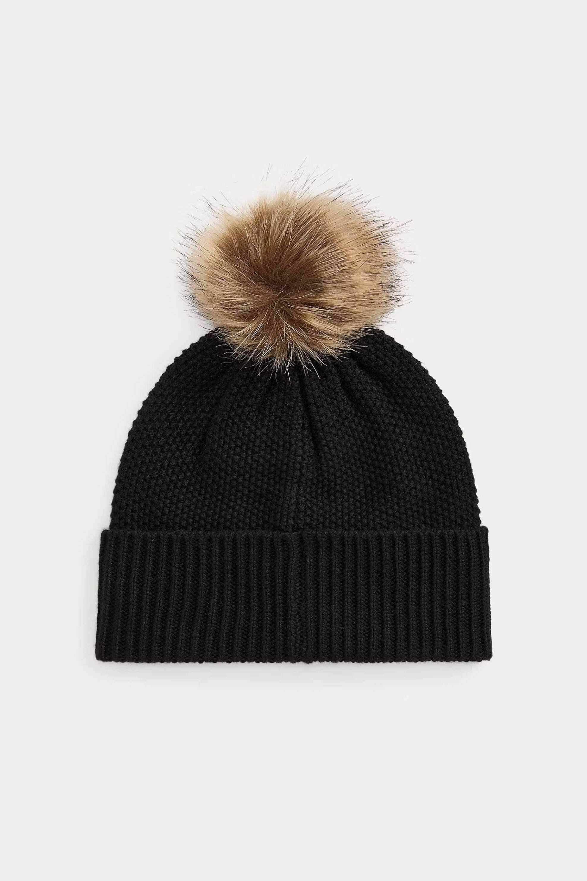 Lauren Ralph Lauren γυναικείο σκουφάκι με pom pom - 454P23502004 Μαύρο