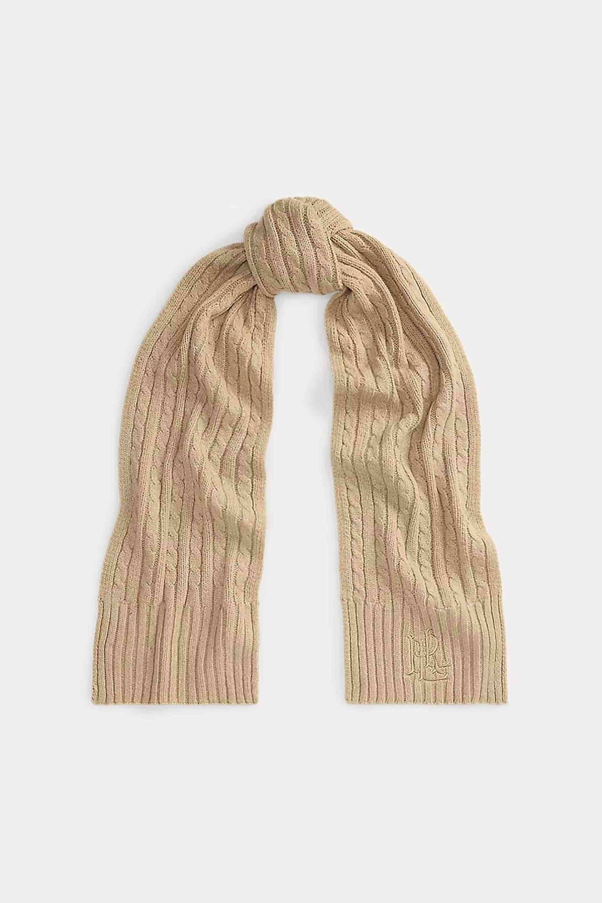 Lauren Ralph Lauren γυναικείο κασκόλ με cable knit - 454P23506001 Μπεζ