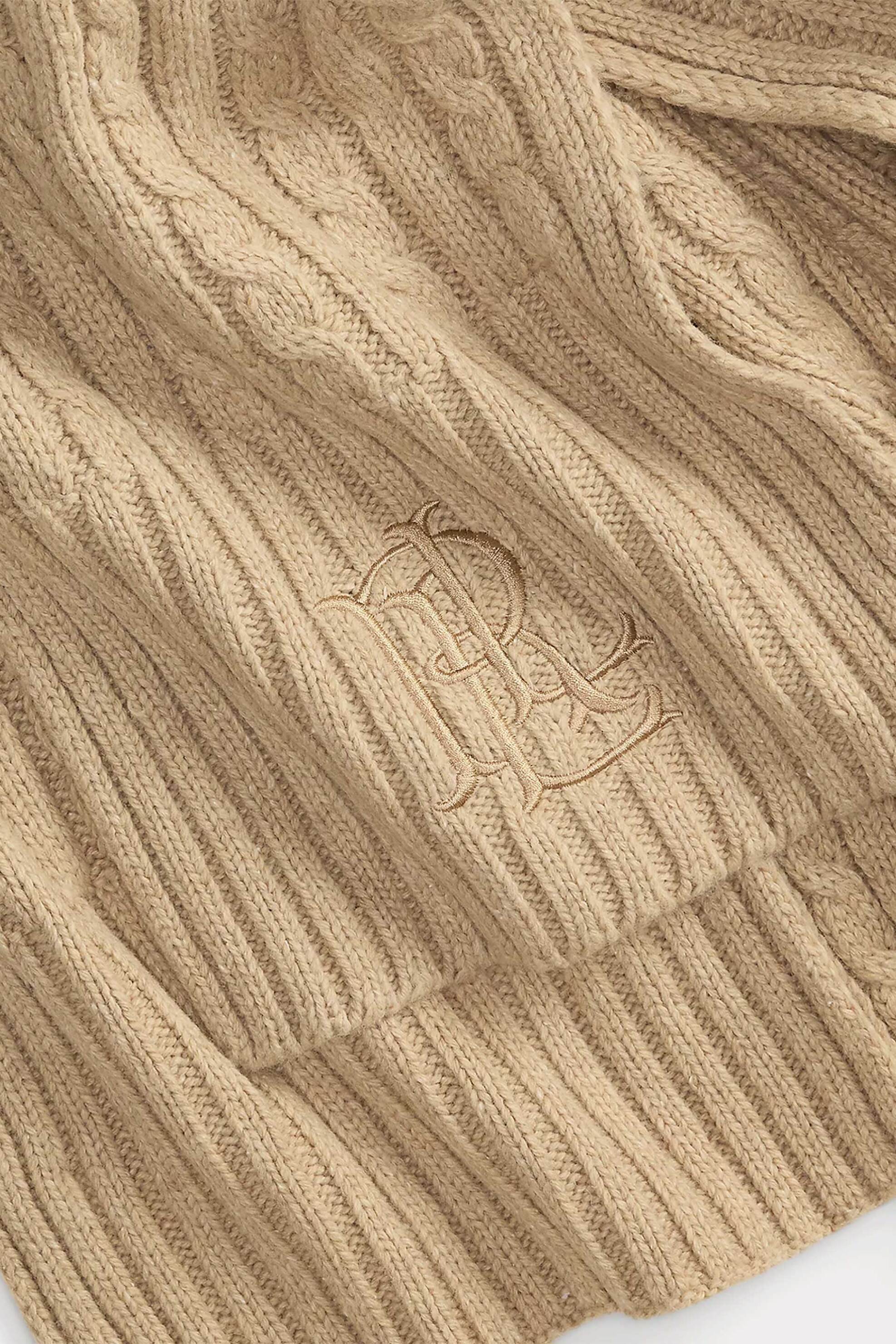 Lauren Ralph Lauren γυναικείο κασκόλ με cable knit - 454P23506001 Μπεζ