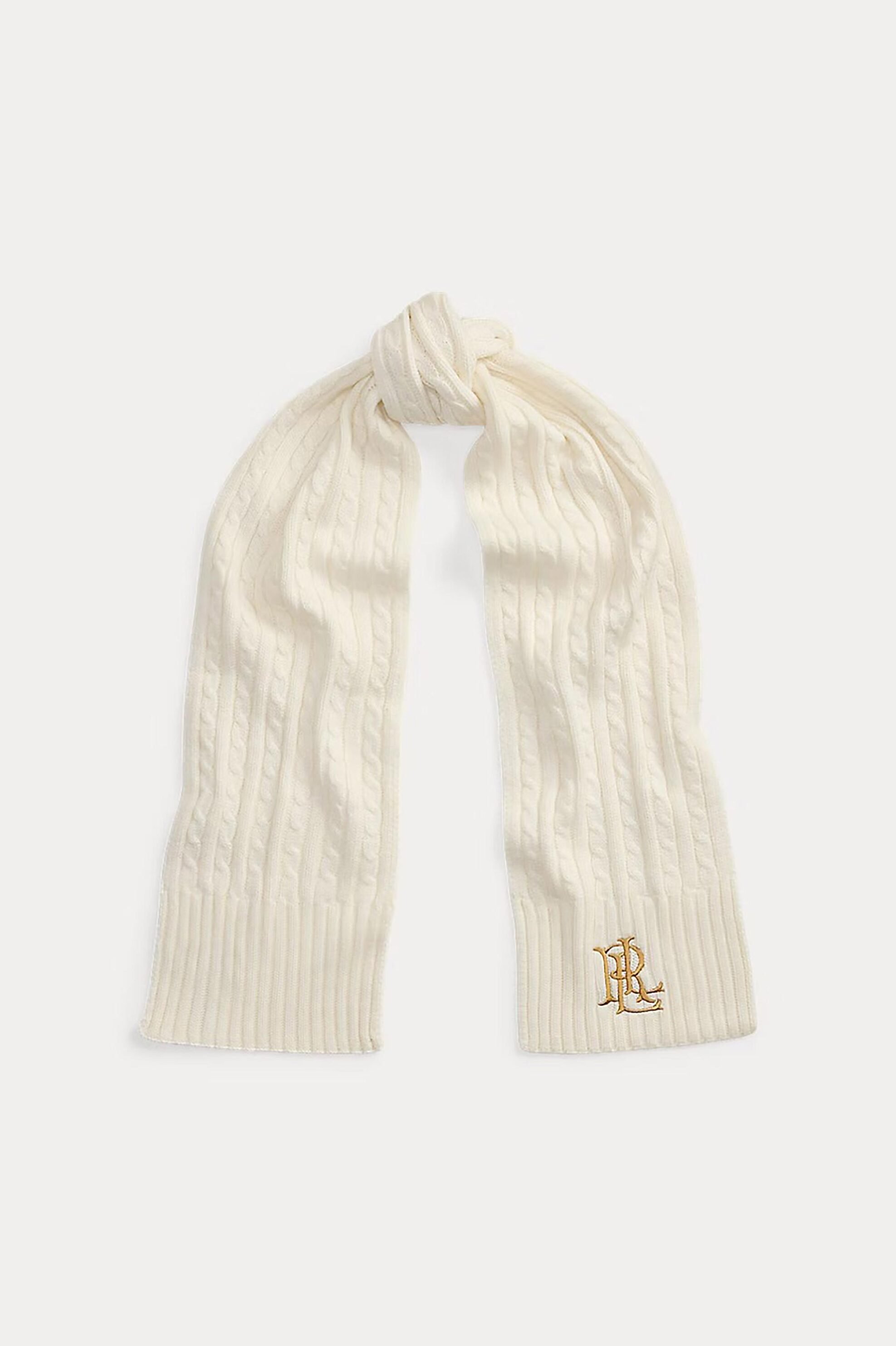 Lauren Ralph Lauren γυναικείο κασκόλ με cable knit - 454P23506002 Εκρού