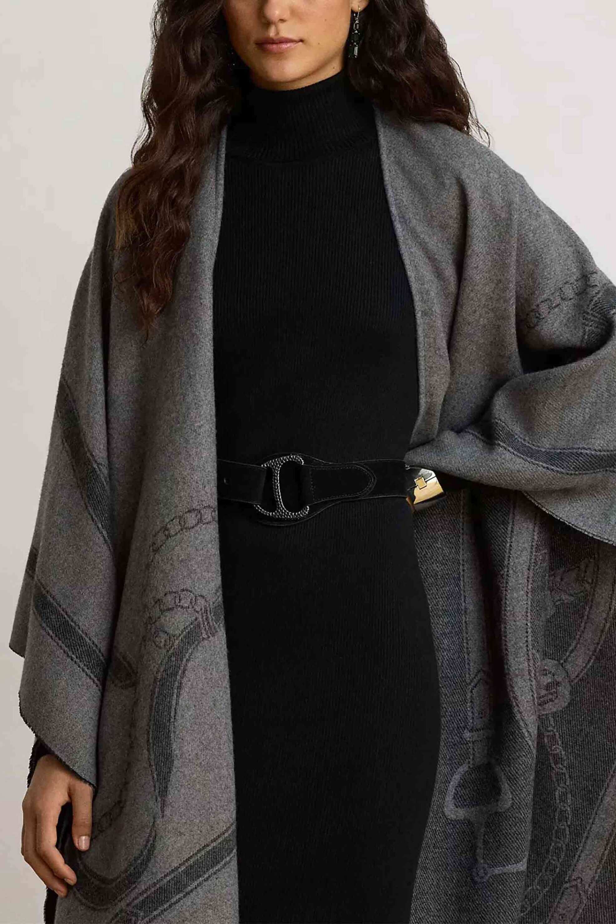 Lauren Ralph Lauren γυναικείο πόντσο με belting motif - 454P23618001 Ανθρακί