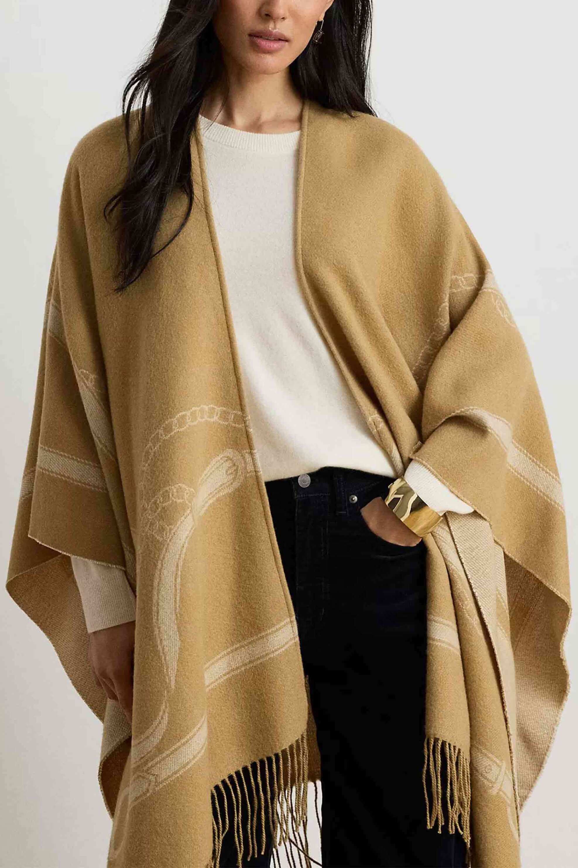 Lauren Ralph Lauren γυναικείο πόντσο με belting motif - 454P23618002 Μπεζ
