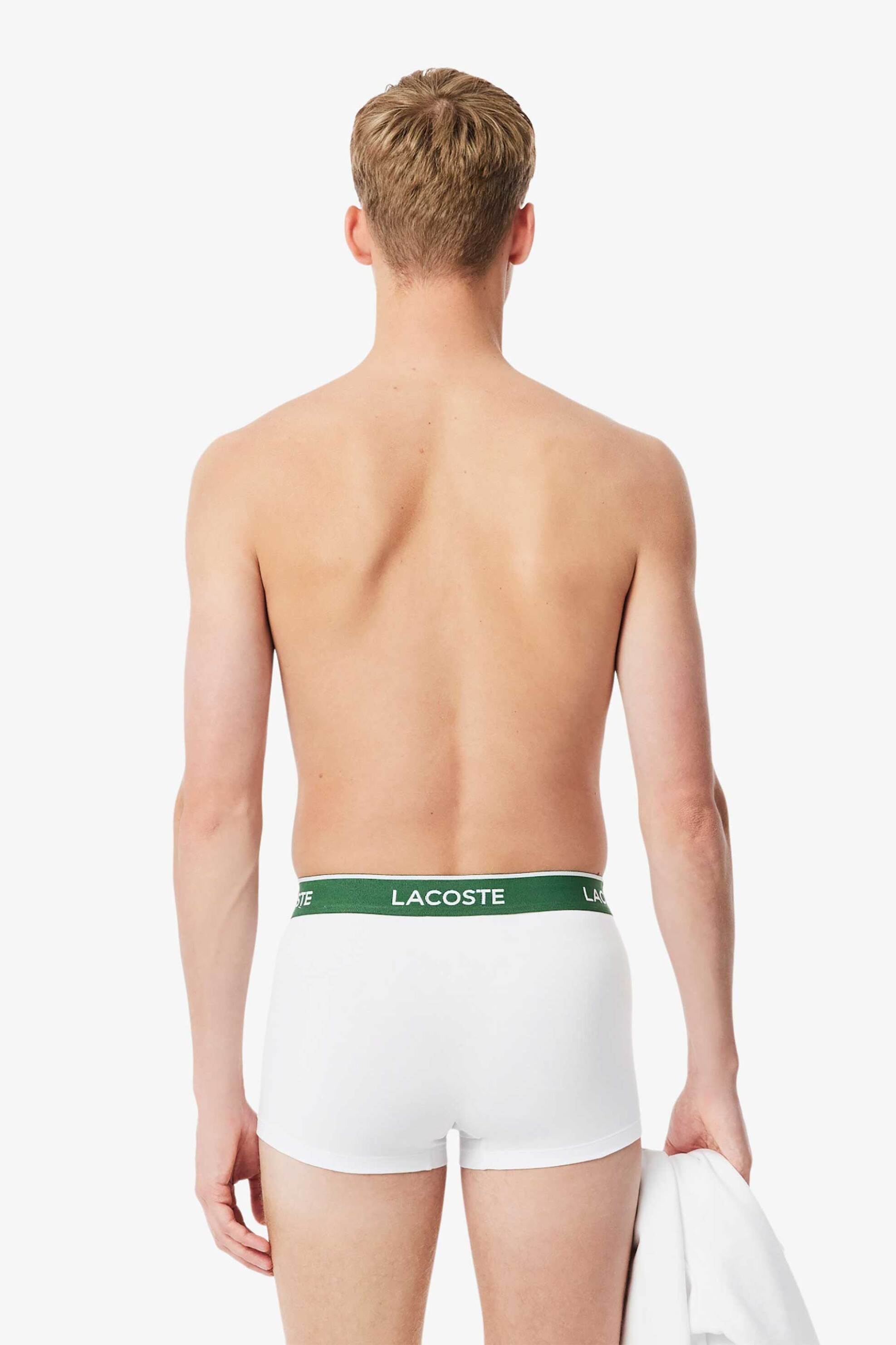 Lacoste Σετ Ανδρικά Εσώρουχα Trunk με Λογότυπο (3 Τεμάχια) - 5H1300-00 Λευκό Πράσινο