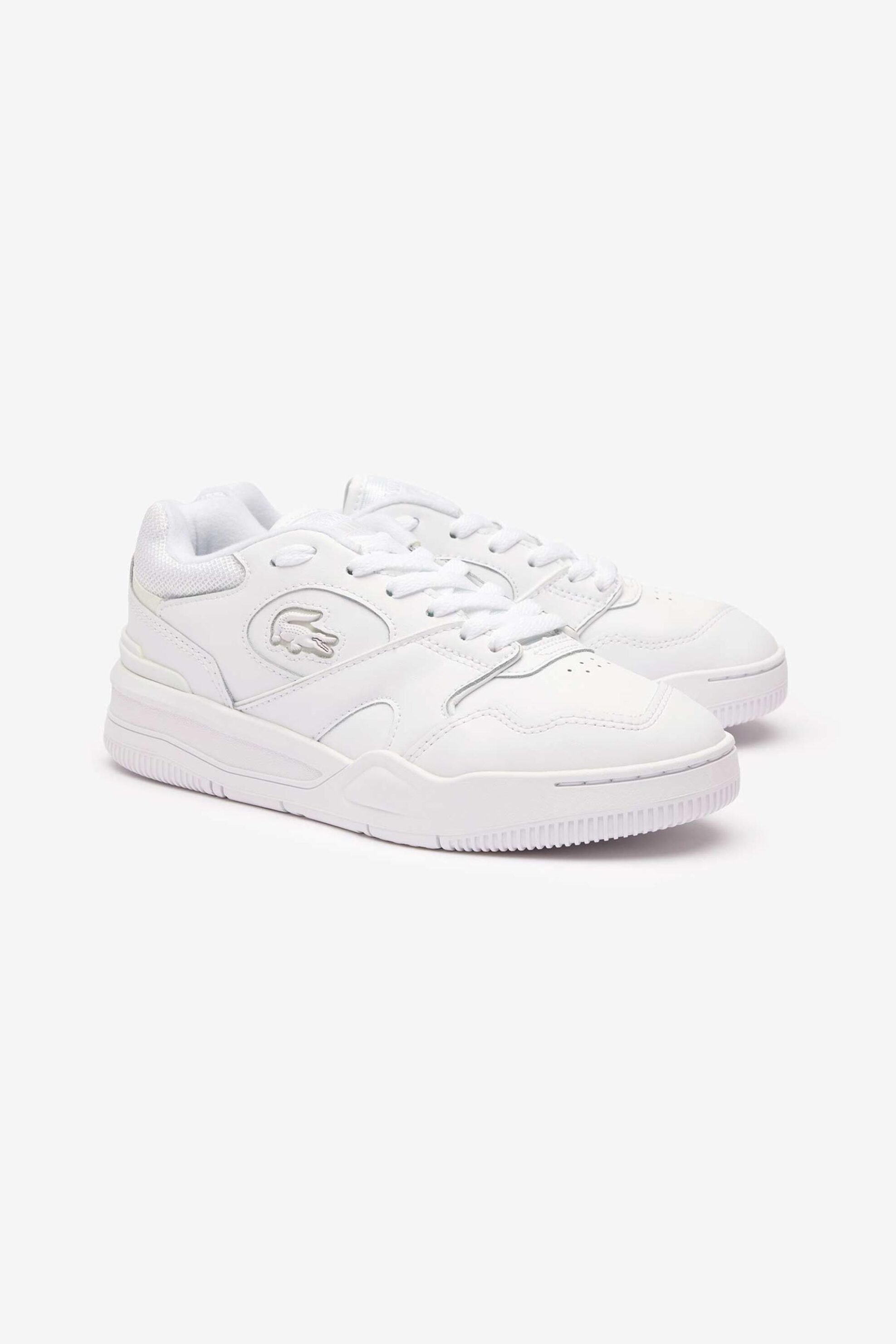 Lacoste γυναικεία δερμάτινα sneakers μονόχρωμα με ανάγλυφο σχέδιο 