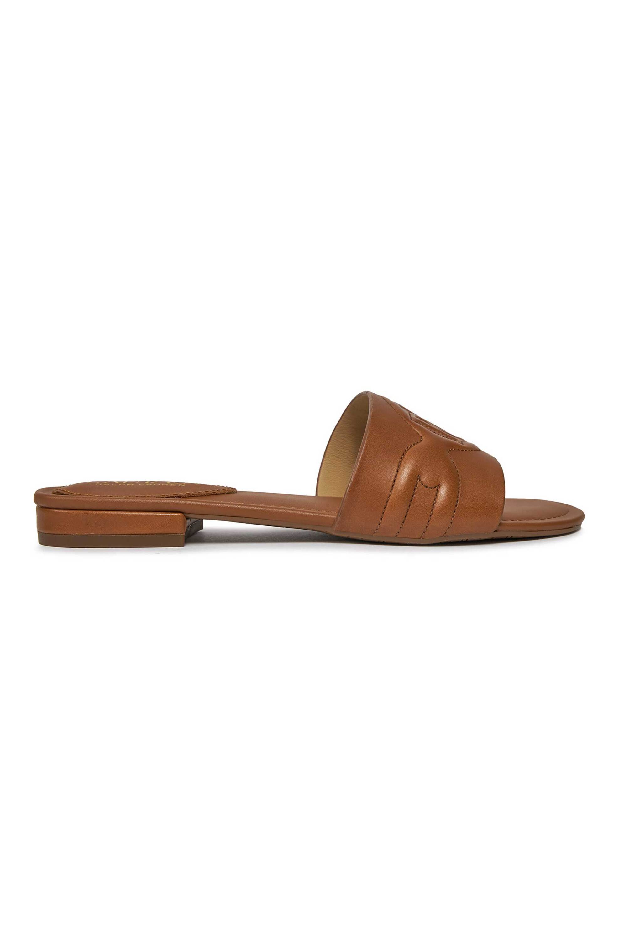 Lauren Ralph Lauren γυναικείες σαγιονάρες με ανάγλυφο logo - 802929591002 Καφέ φωτογραφία