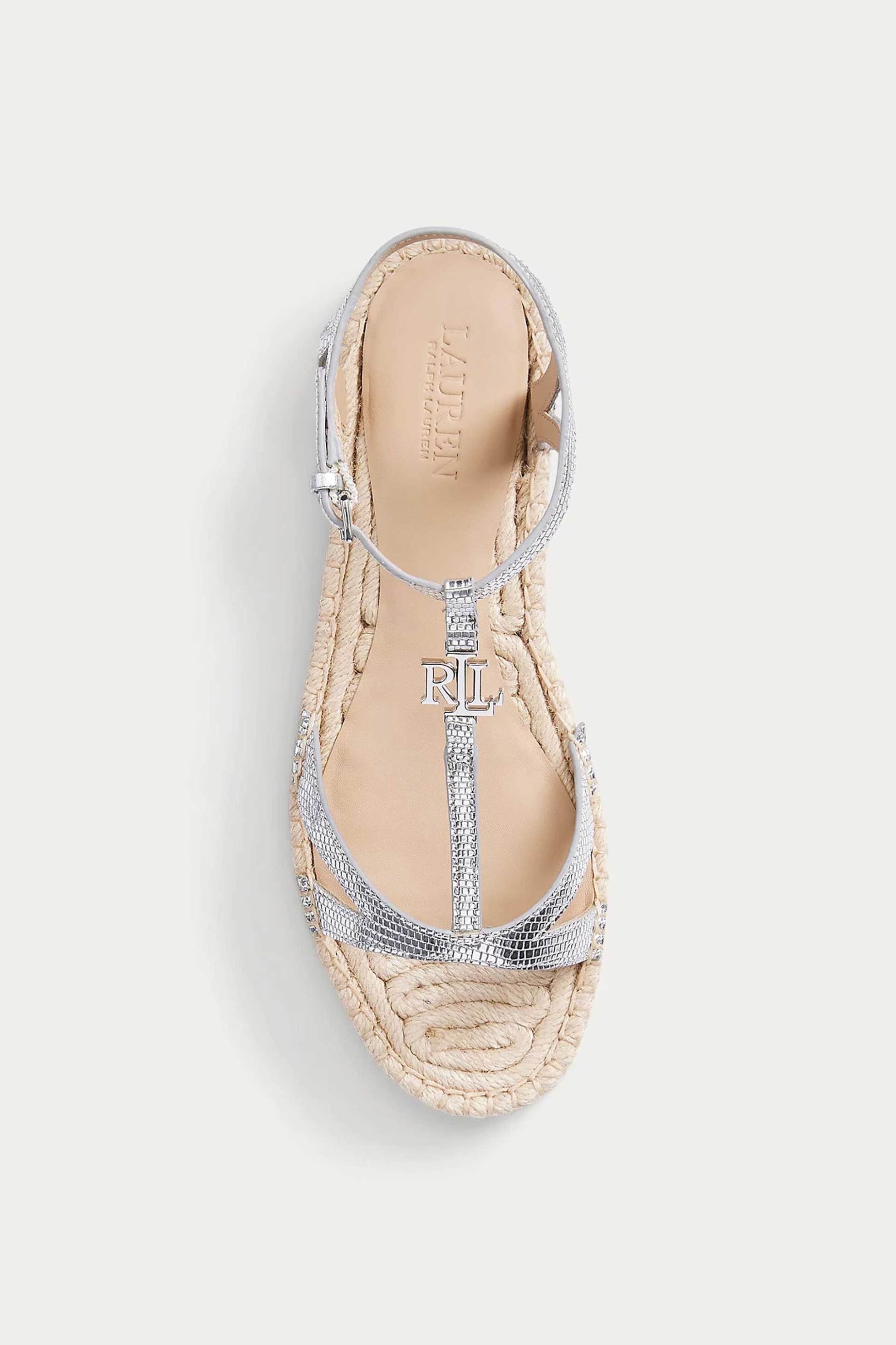 Lauren Ralph Lauren γυναικείες εσπαντρίγιες με δερμάτινα μεταλλιζέ λουράκια - 802935580001 Ασημί φωτογραφία