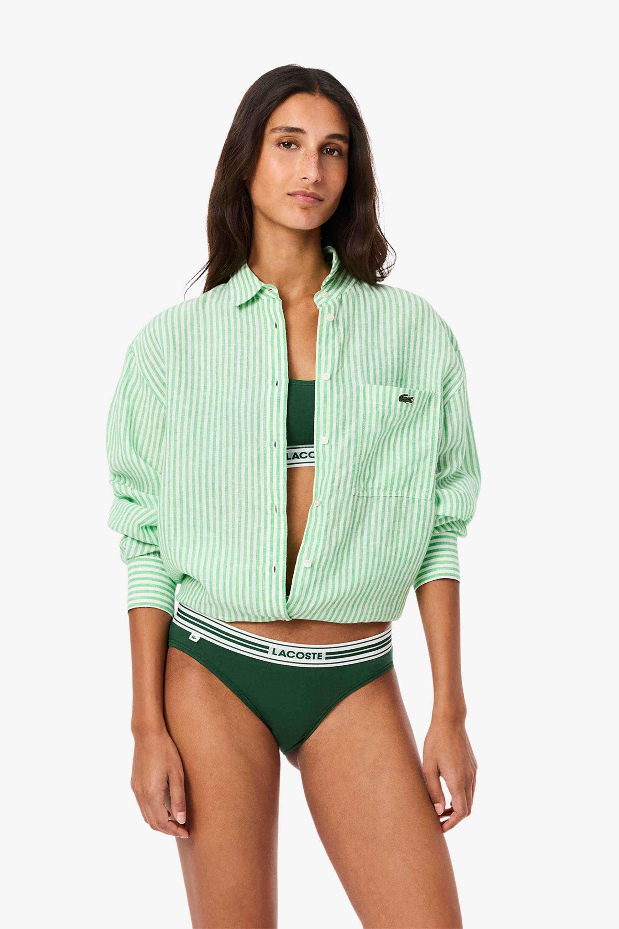 Lacoste γυναικείο εσώρουχο brief με contrast μέση και λογότυπο - 8F1333-00 Πράσινο