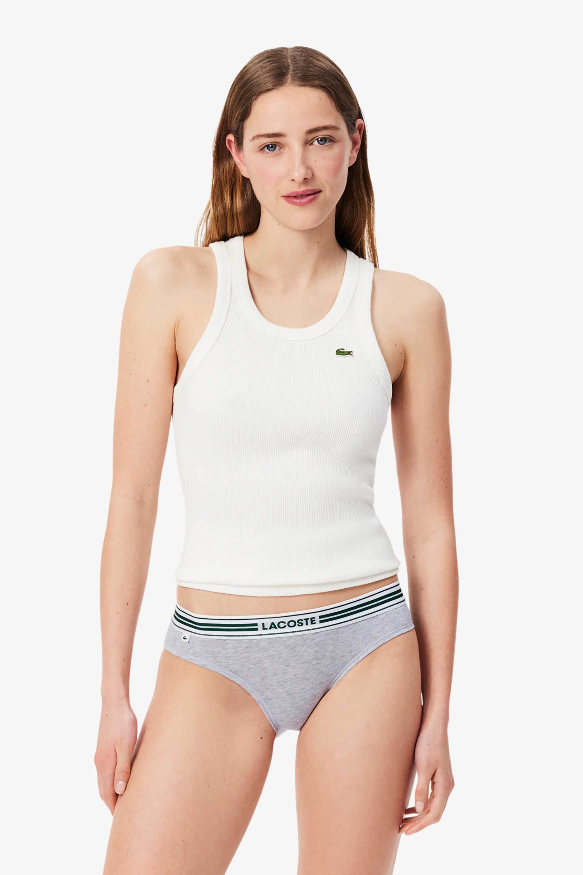 Lacoste γυναικείο εσώρουχο brief με contrast μέση και λογότυπο - 8F1333-00 Γκρι