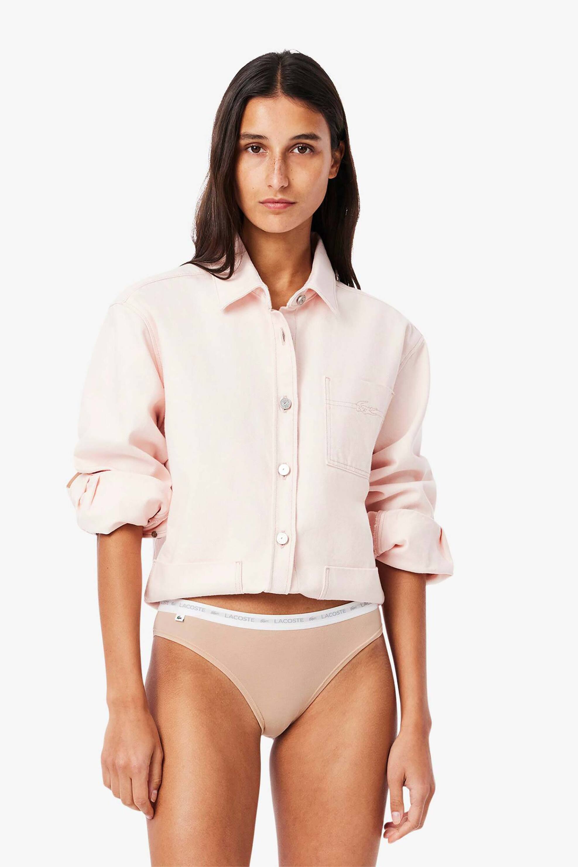 Lacoste σετ γυναικεία εσώρουχα brief με contrast μέση και λογότυπο (3 τεμάχια) - 8F1338 Μπεζ