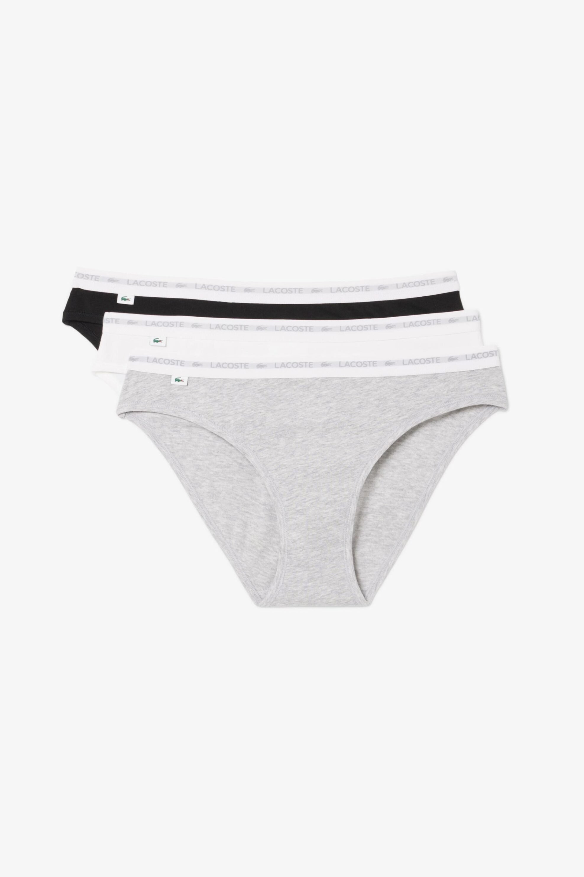 Lacoste σετ γυναικεία εσώρουχα brief με contrast μέση και λογότυπο (3 τεμάχια) - 8F1338 Γκρι