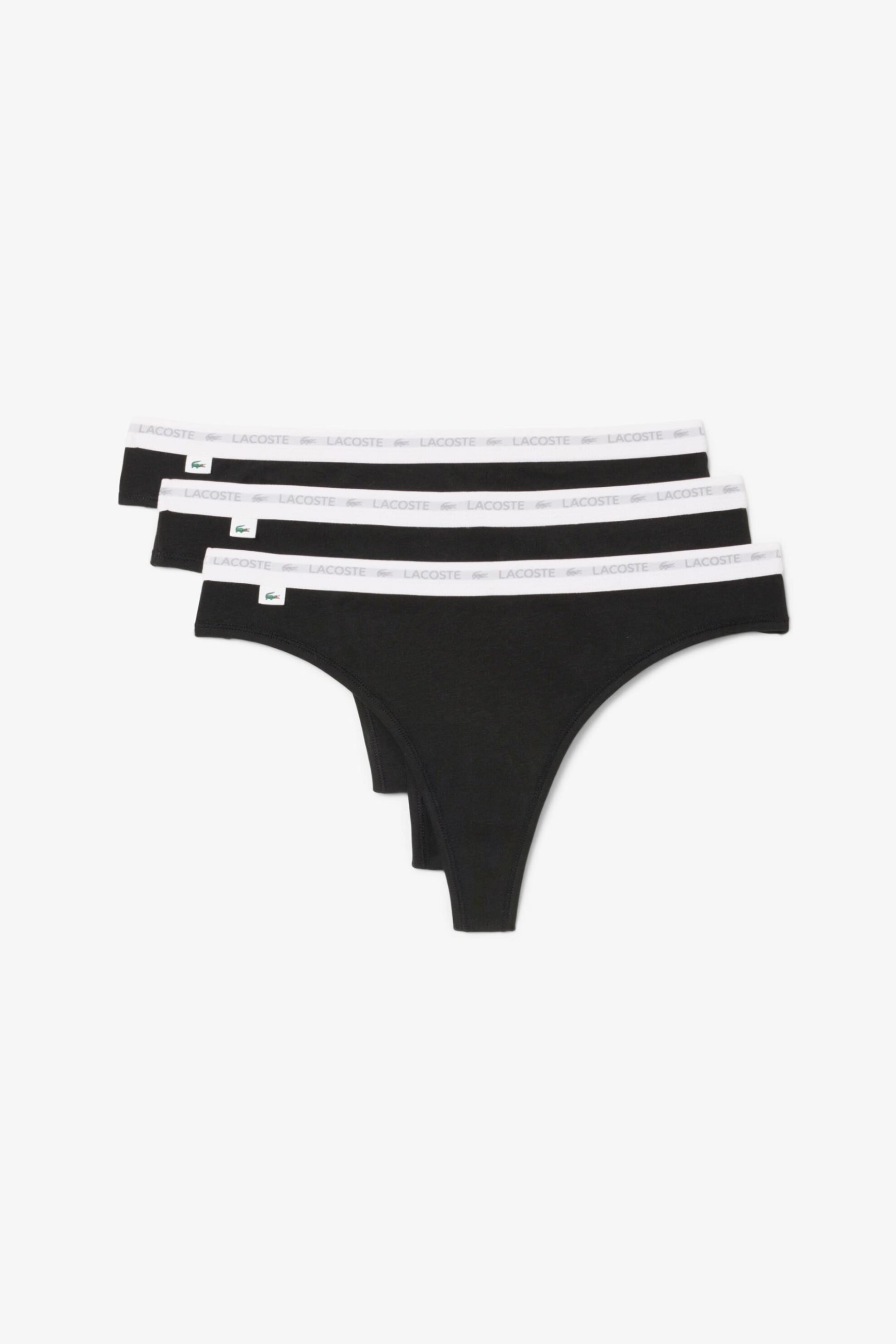 Lacoste σετ γυναικεία εσώρουχα string brief με contrast μέση και λογότυπο (3 τεμάχια) - 8F1341 Μαύρο