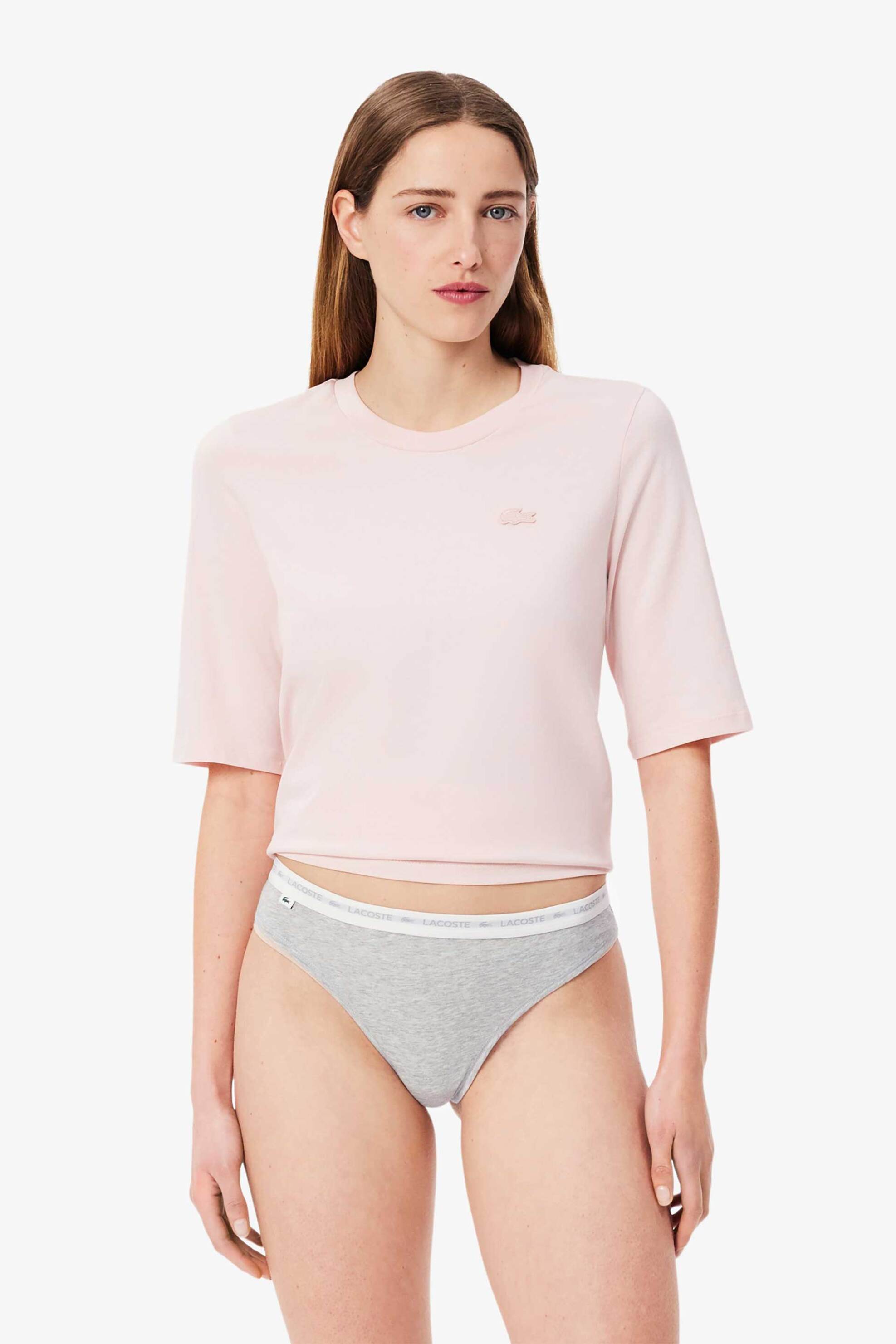 Lacoste σετ γυναικεία εσώρουχα string brief με contrast μέση και λογότυπο (3 τεμάχια) - 8F1341 Γκρι φωτογραφία
