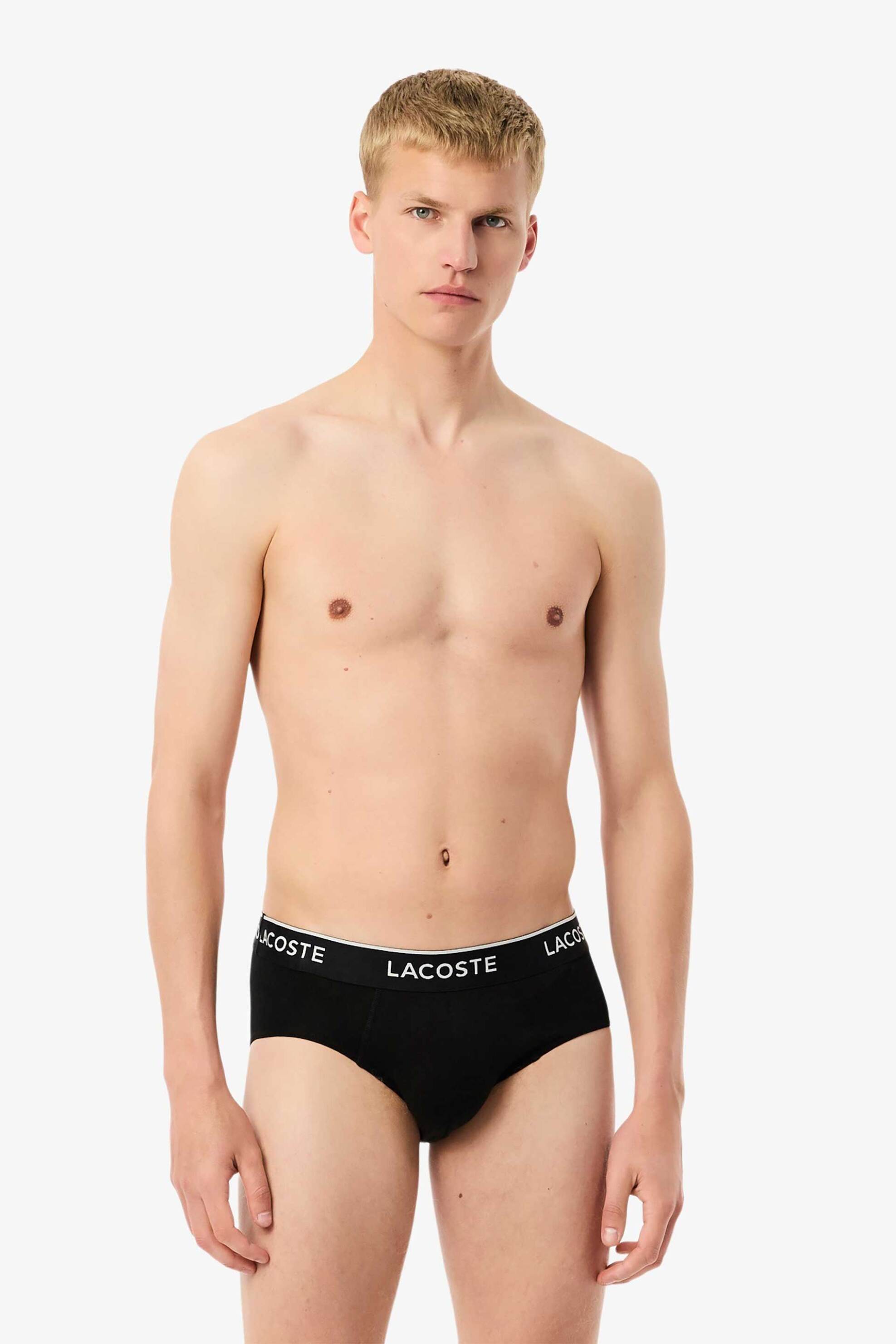 Lacoste σετ ανδρικά εσώρουχα brief με λογότυπο (3 τεμάχια) - 8H1293-00 Μαύρο φωτογραφία