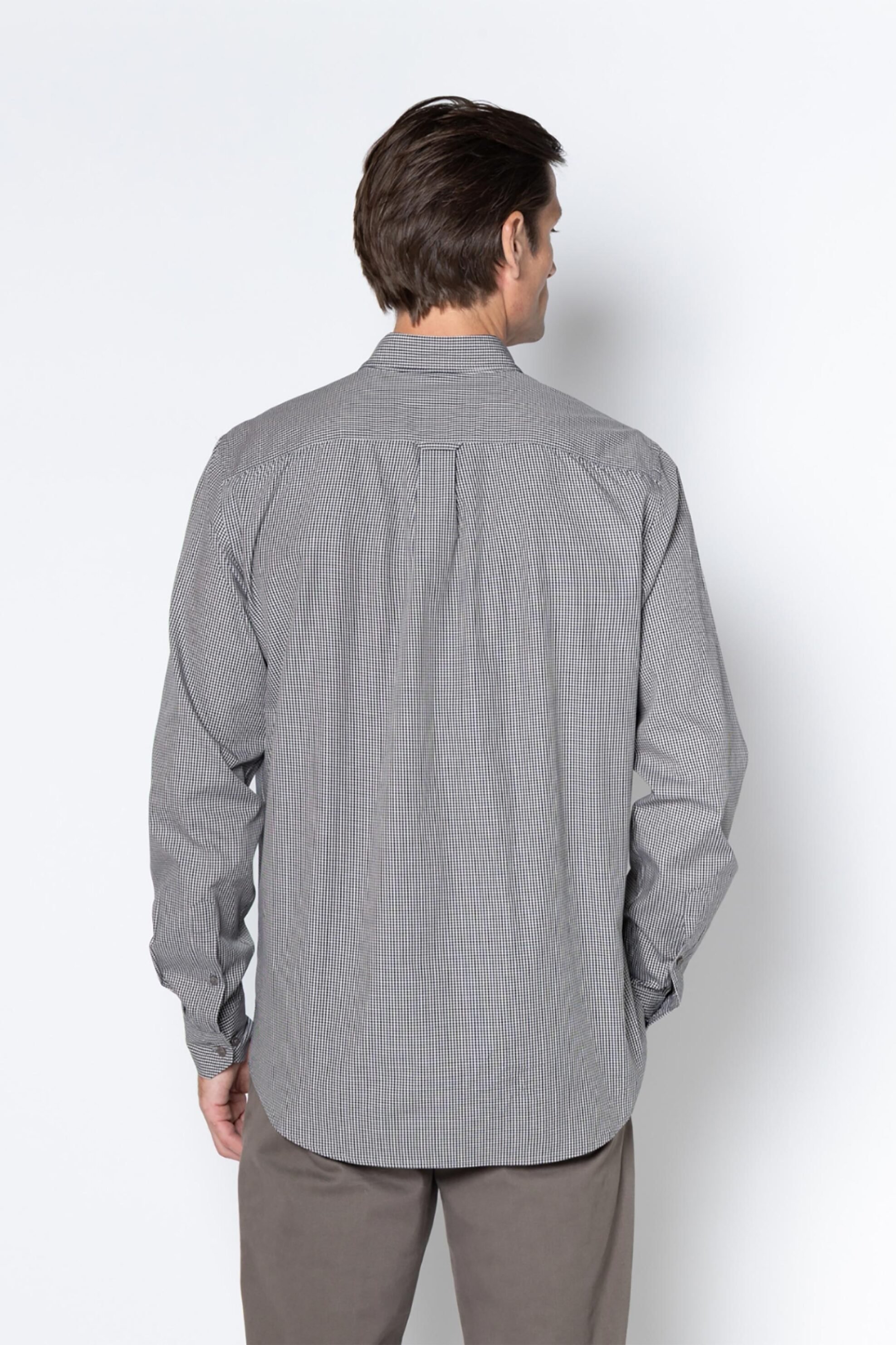 The Bostonians Ανδρικό Πουκάμισο Poplin Button Down με Καρό Σχέδιο Και Κεντημένο Λογότυπο Regular Fit Chester - Aach8614N Μαύρο