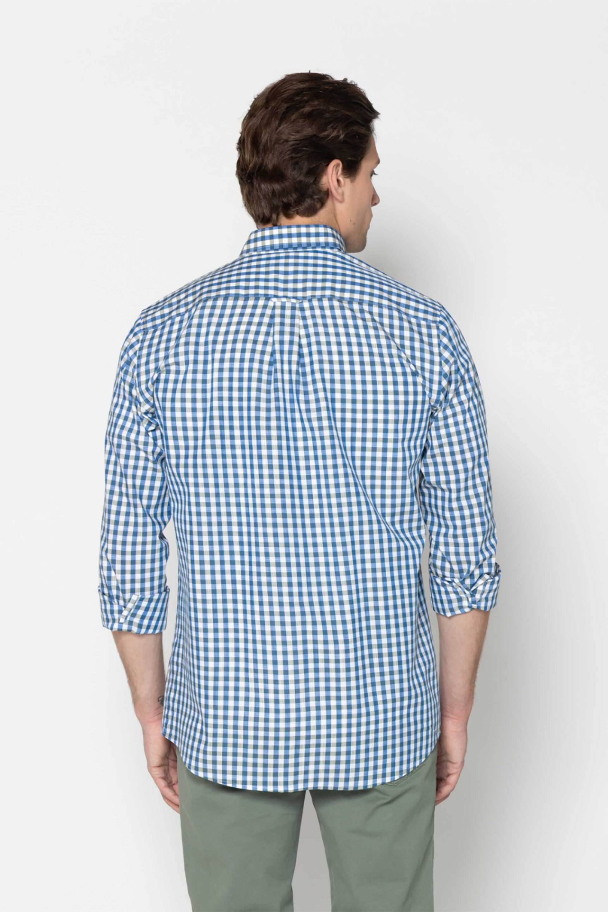 The Bostonians Ανδρικό Πουκάμισο Button Down με Καρό Σχέδιο Και Τσέπη Κεντημένο Λογότυπο Regular Fit Maverick - Aach8654 Λαδί