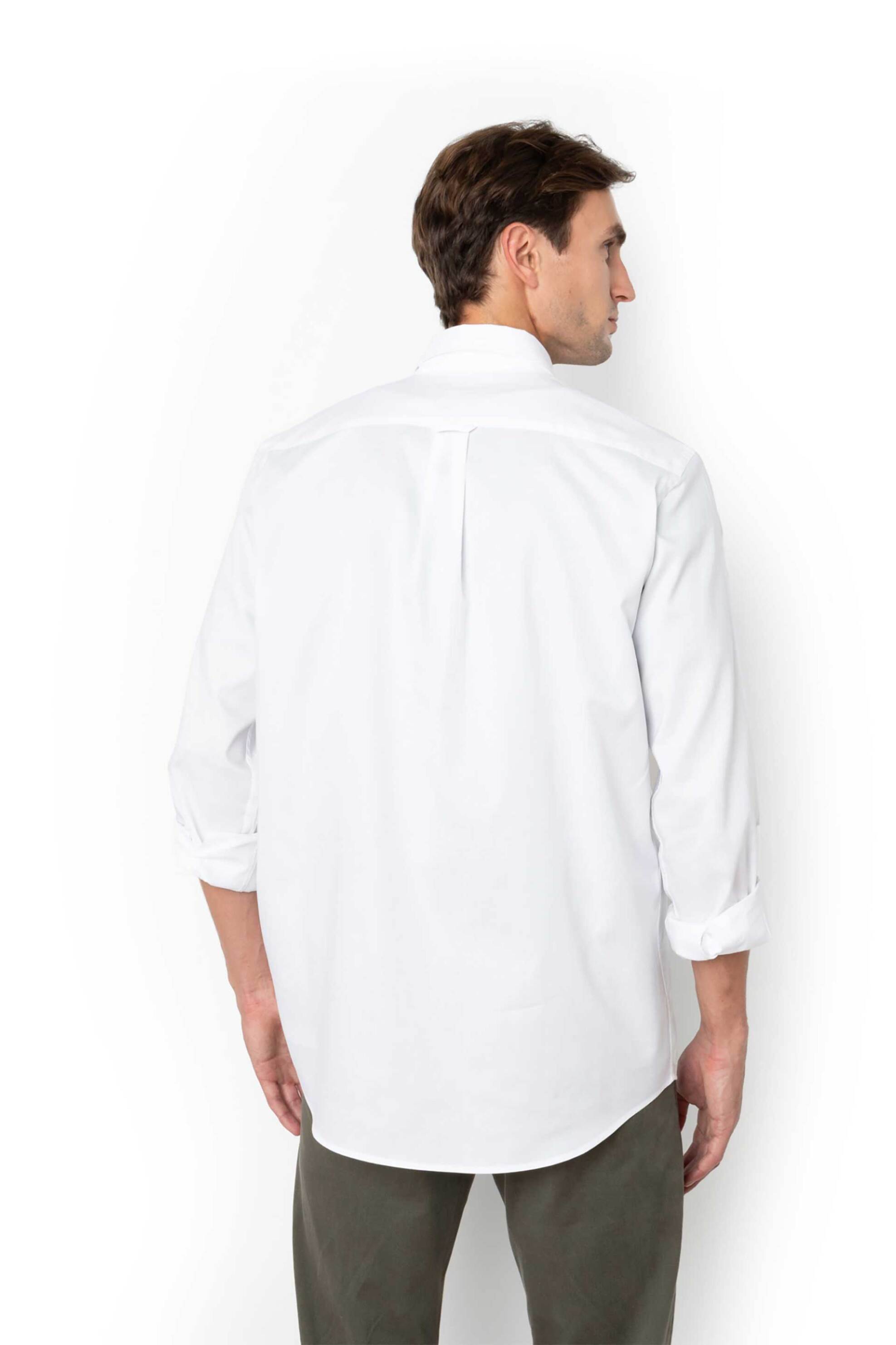 The Bostonians Ανδρικό Πουκάμισο Button Down με Τσέπη Και Κεντημένο Λογότυπο Regular Fit Fil A - Aap0000 Λευκό