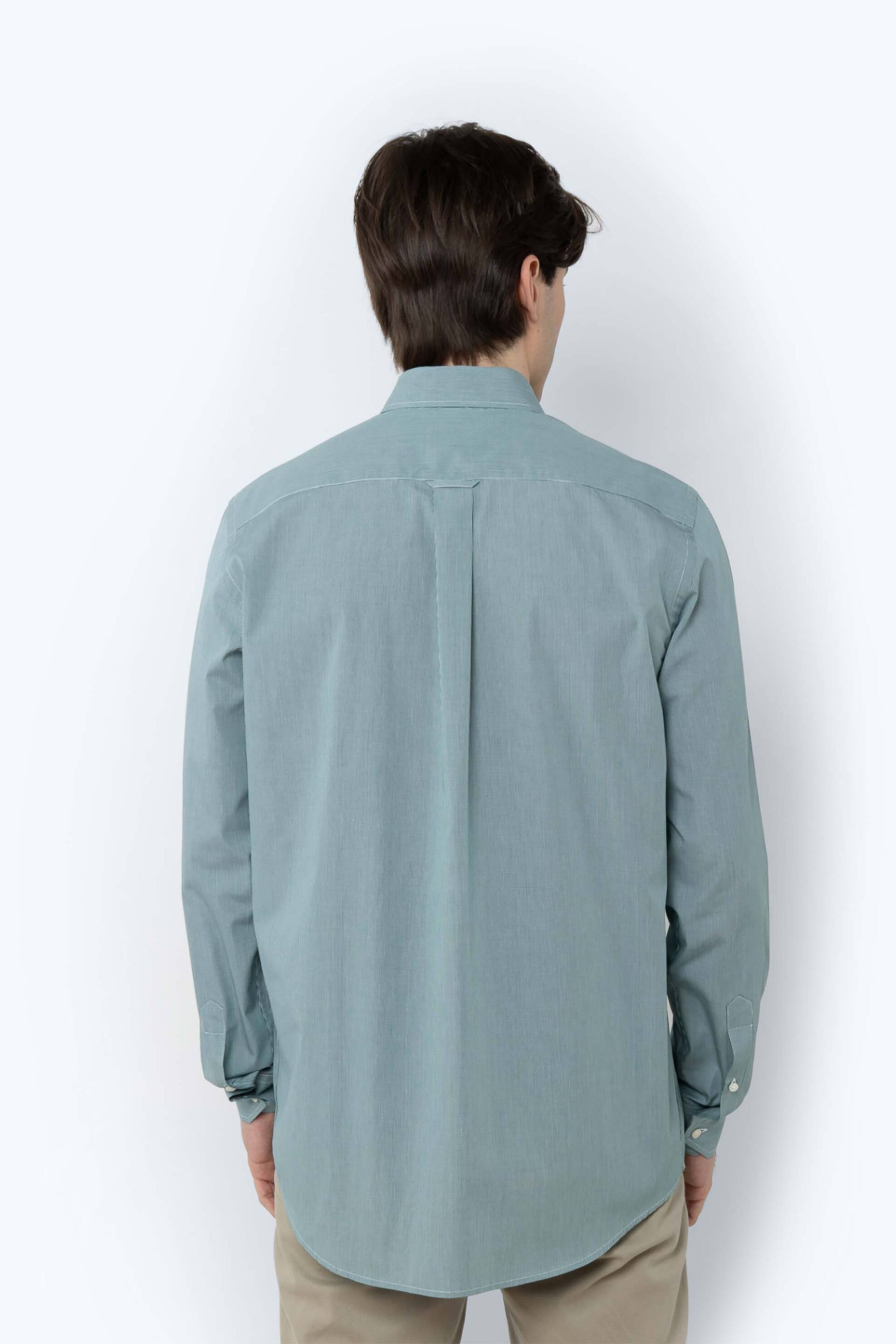 The Bostonians Ανδρικό Πουκάμισο Poplin Button Down με Ψιλό Καρό Σχέδιο Και Τσέπη Regular Fit Chester - Aap0016 Πράσινο