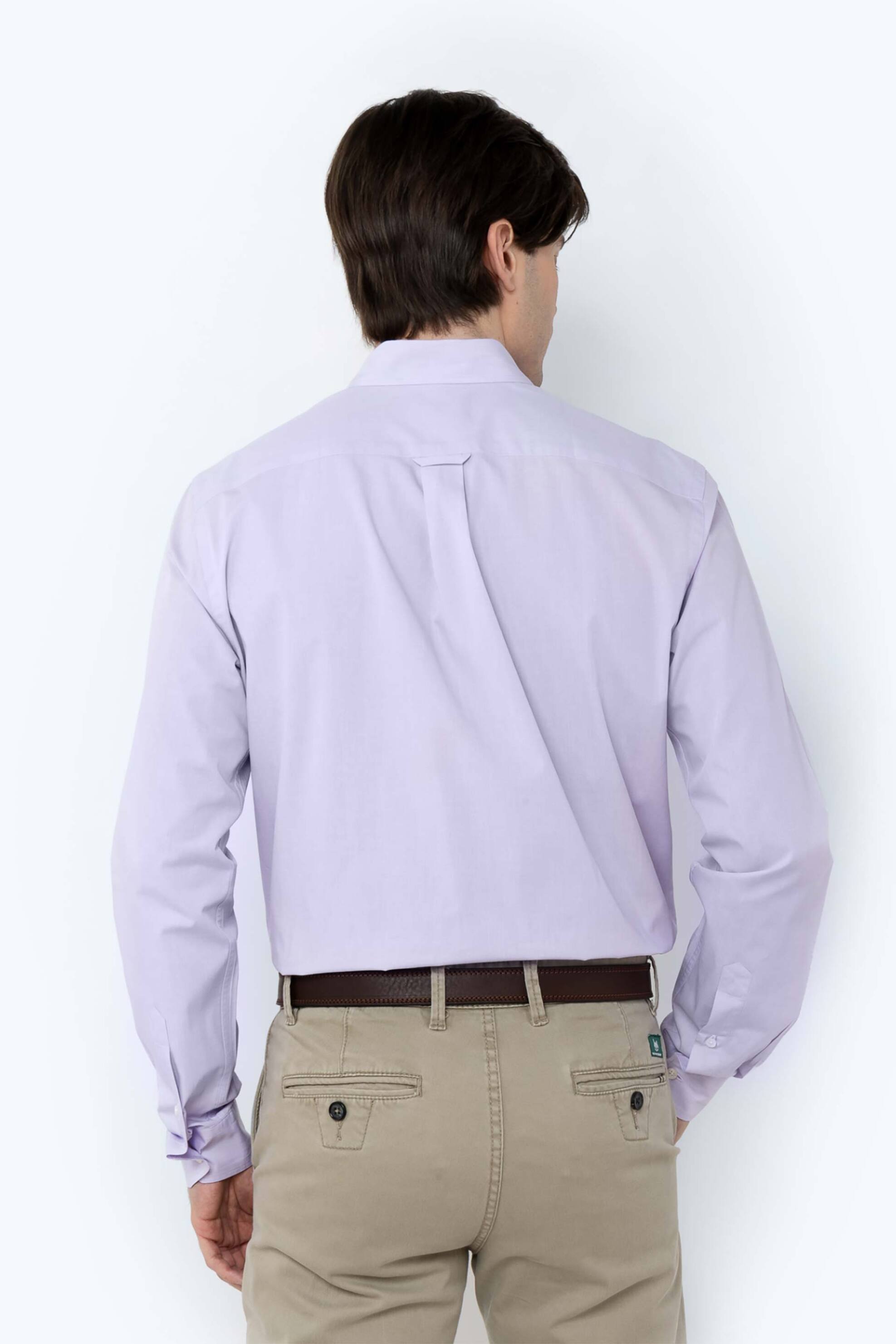The Bostonians Ανδρικό Πουκάμισο Poplin Button Down με Ψιλό Καρό Σχέδιο Και Τσέπη Regular Fit Chester - Aap0016 Λιλά