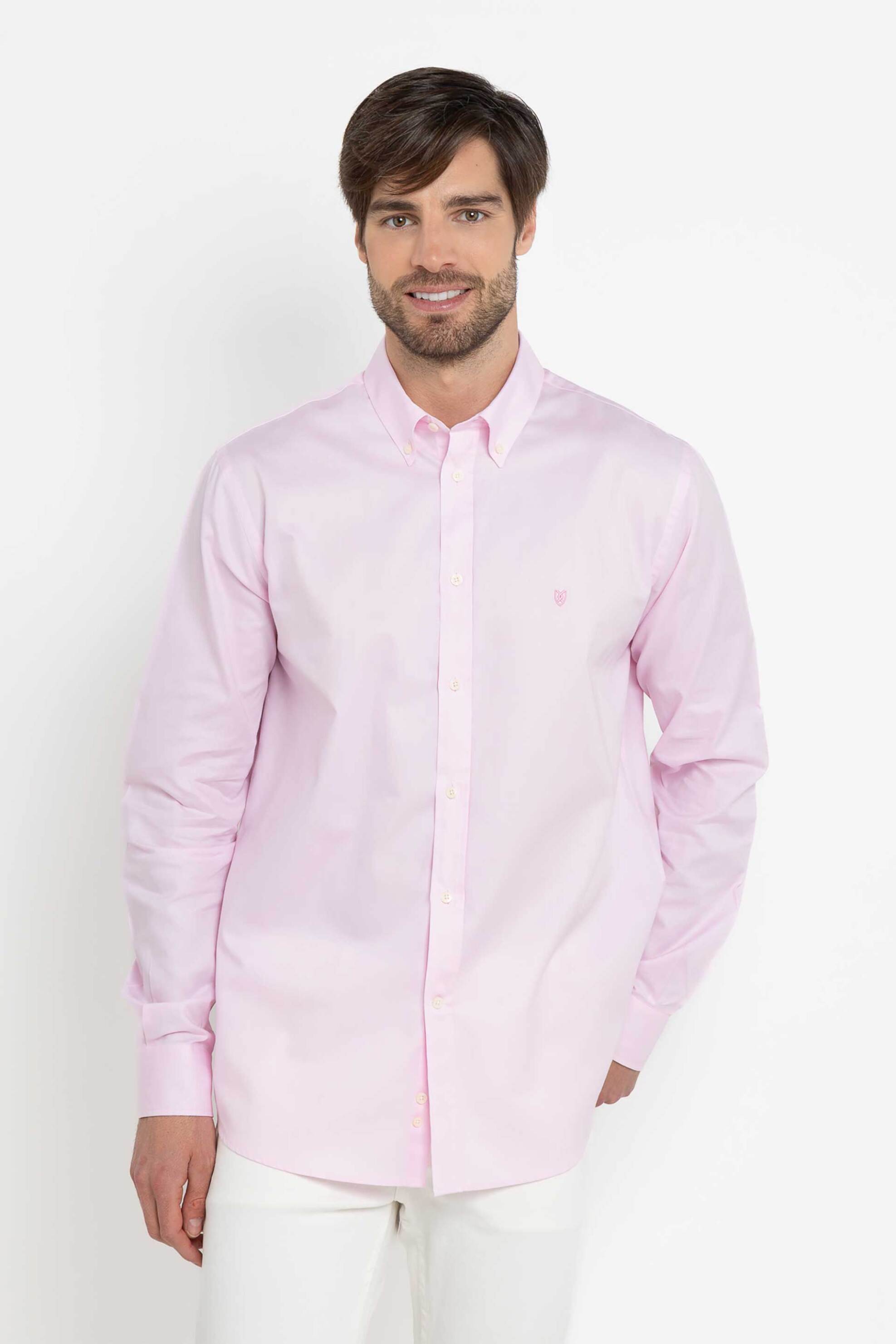 The Bostonians ανδρικό πουκάμισο button-down με κεντημένο λογότυπο Regular Fit "Oxford" Ροζ