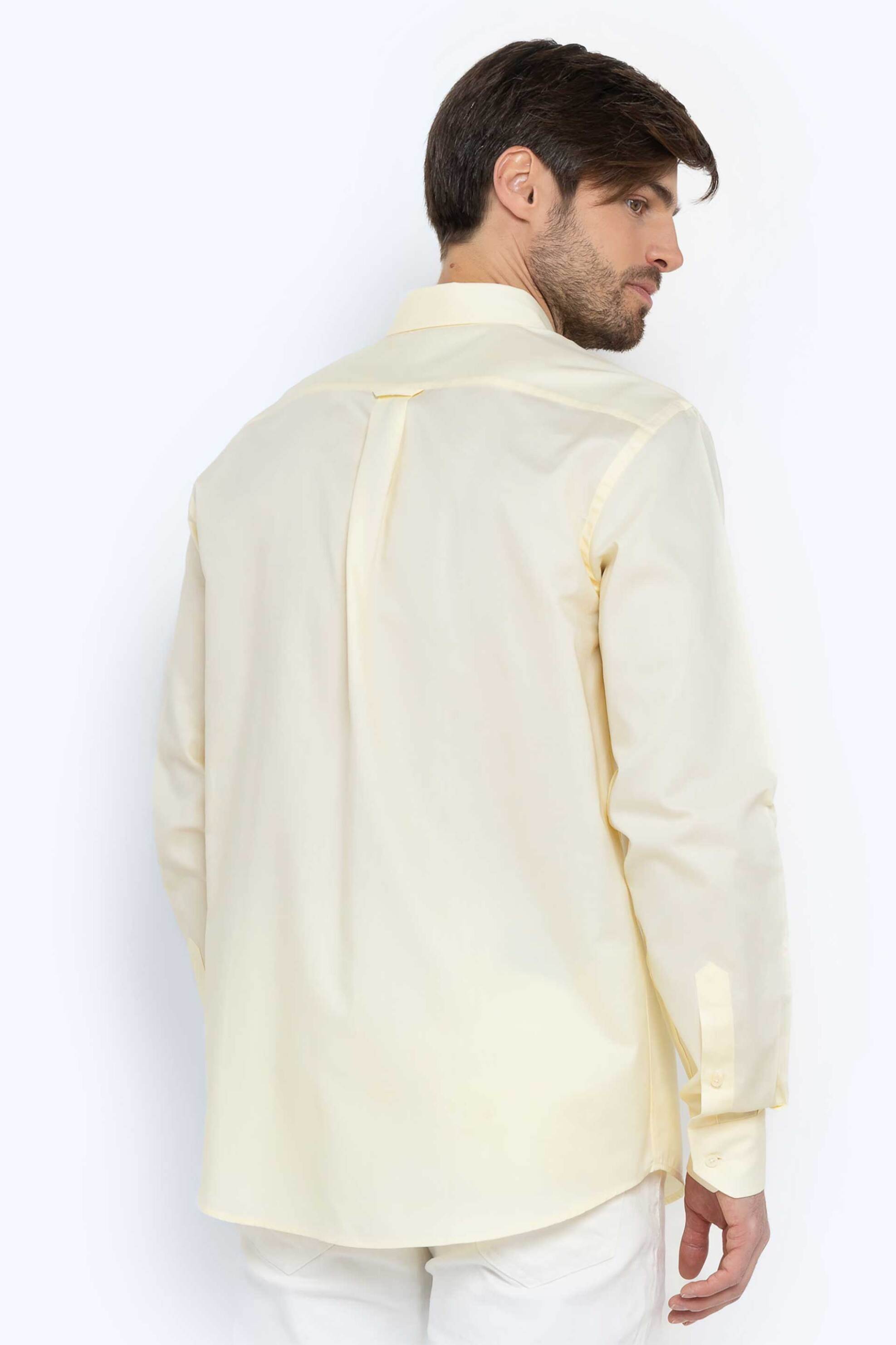 The Bostonians Ανδρικό Πουκάμισο Button-Down με Κεντημένο Λογότυπο Regular Fit Oxford Κίτρινο Ανοιχτό
