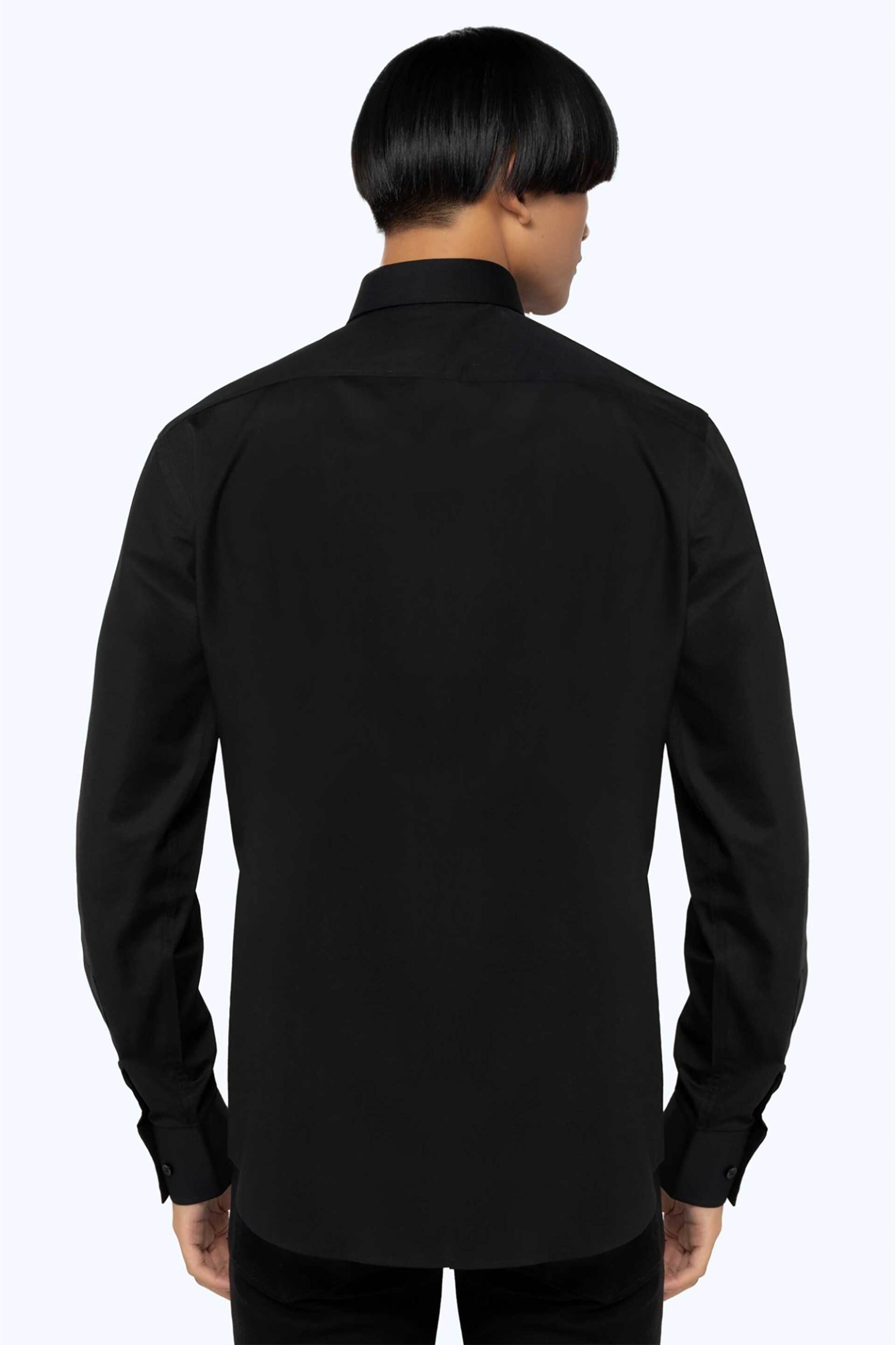 The Bostonians Ανδρικό Πουκάμισο Poplin Μονόχρωμο Slim Fit Elastic - Acp0606 Μαύρο