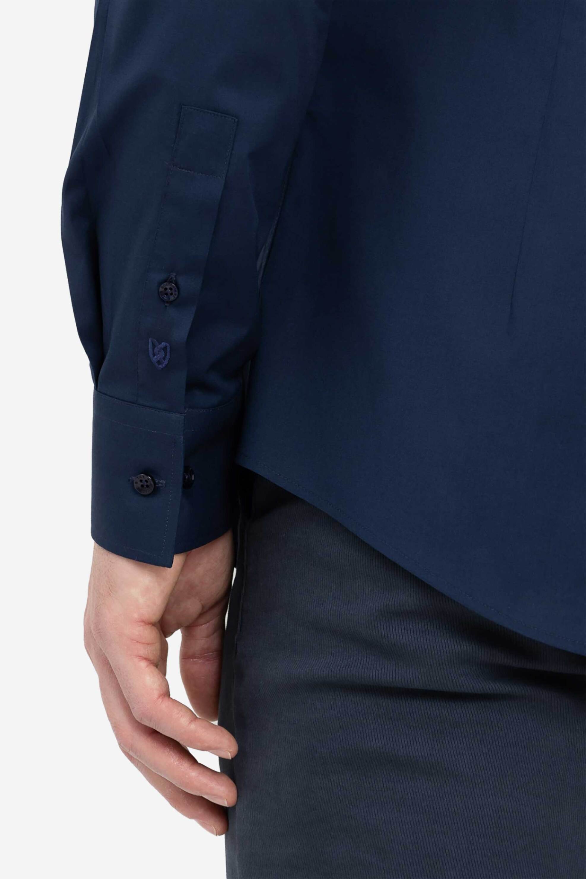 The Bostonians Ανδρικό Πουκάμισο Poplin Μονόχρωμο Slim Fit Elastic - Acp0606 Μπλε Marine