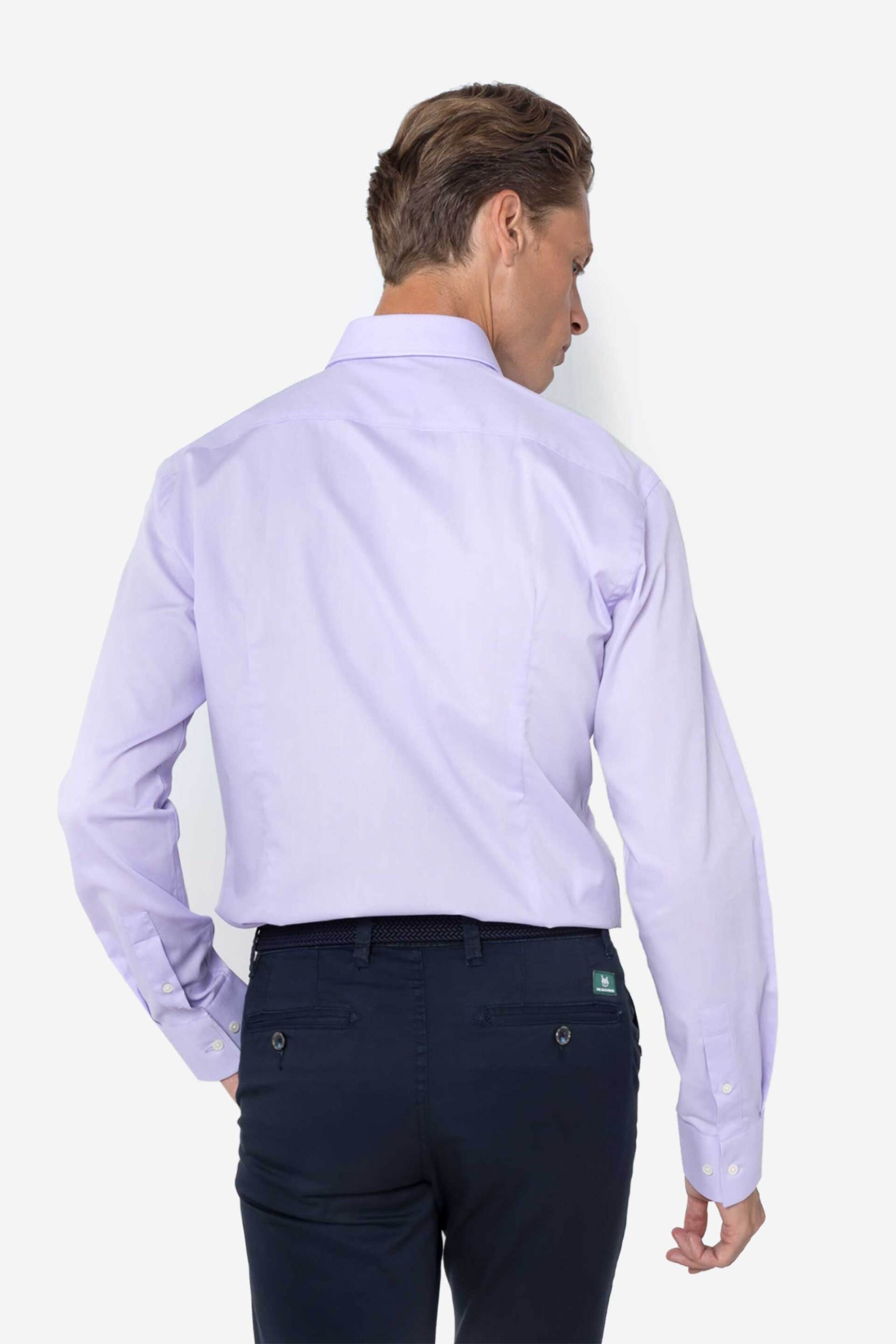 The Bostonians Ανδρικό Πουκάμισο Μονόχρωμο Slim Fit Dobby - Acp2128 Λιλά