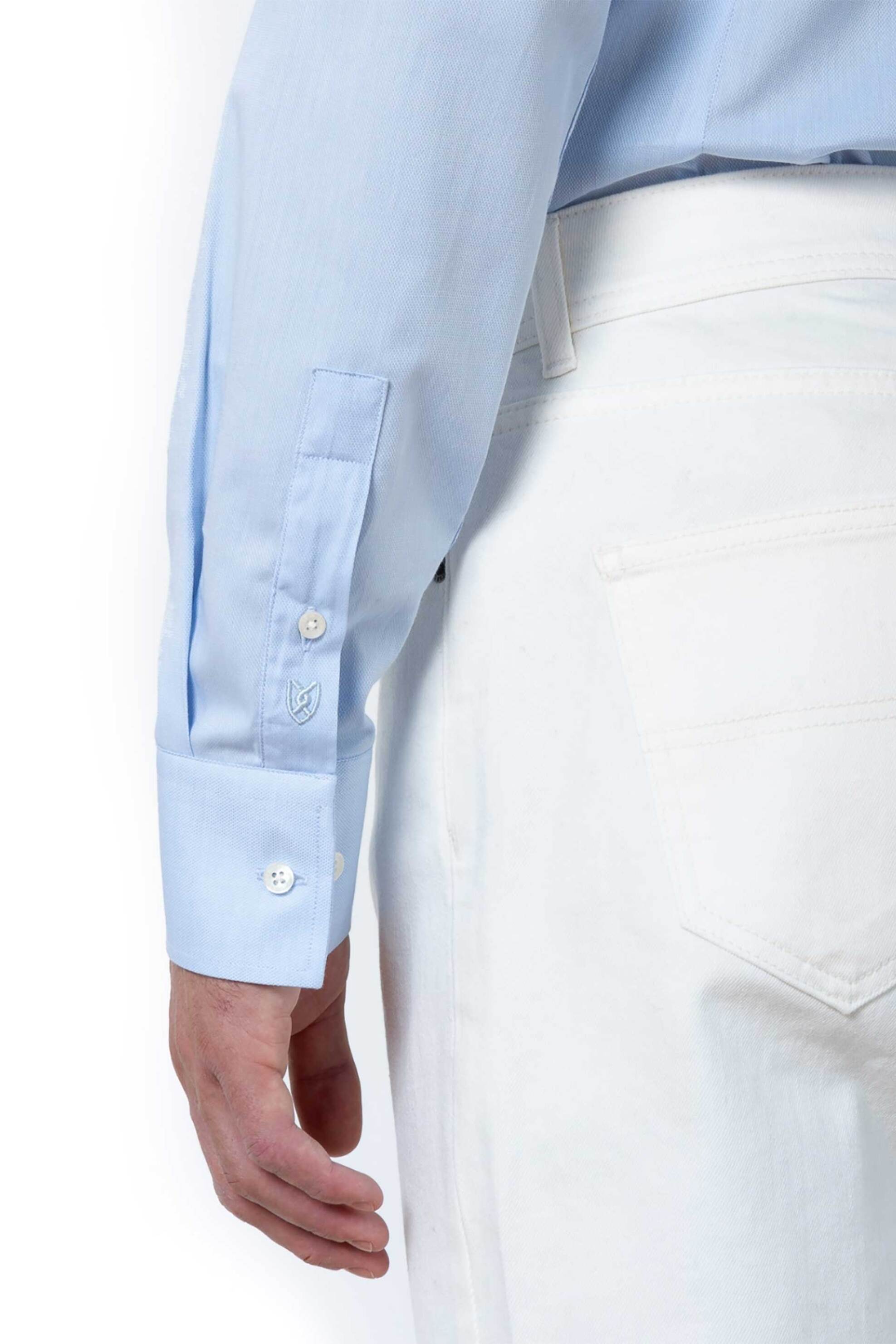 The Bostonians Ανδρικό Πουκάμισο Μονόχρωμο Slim Fit Dobby - Acp2128 Μπλε Ανοιχτό