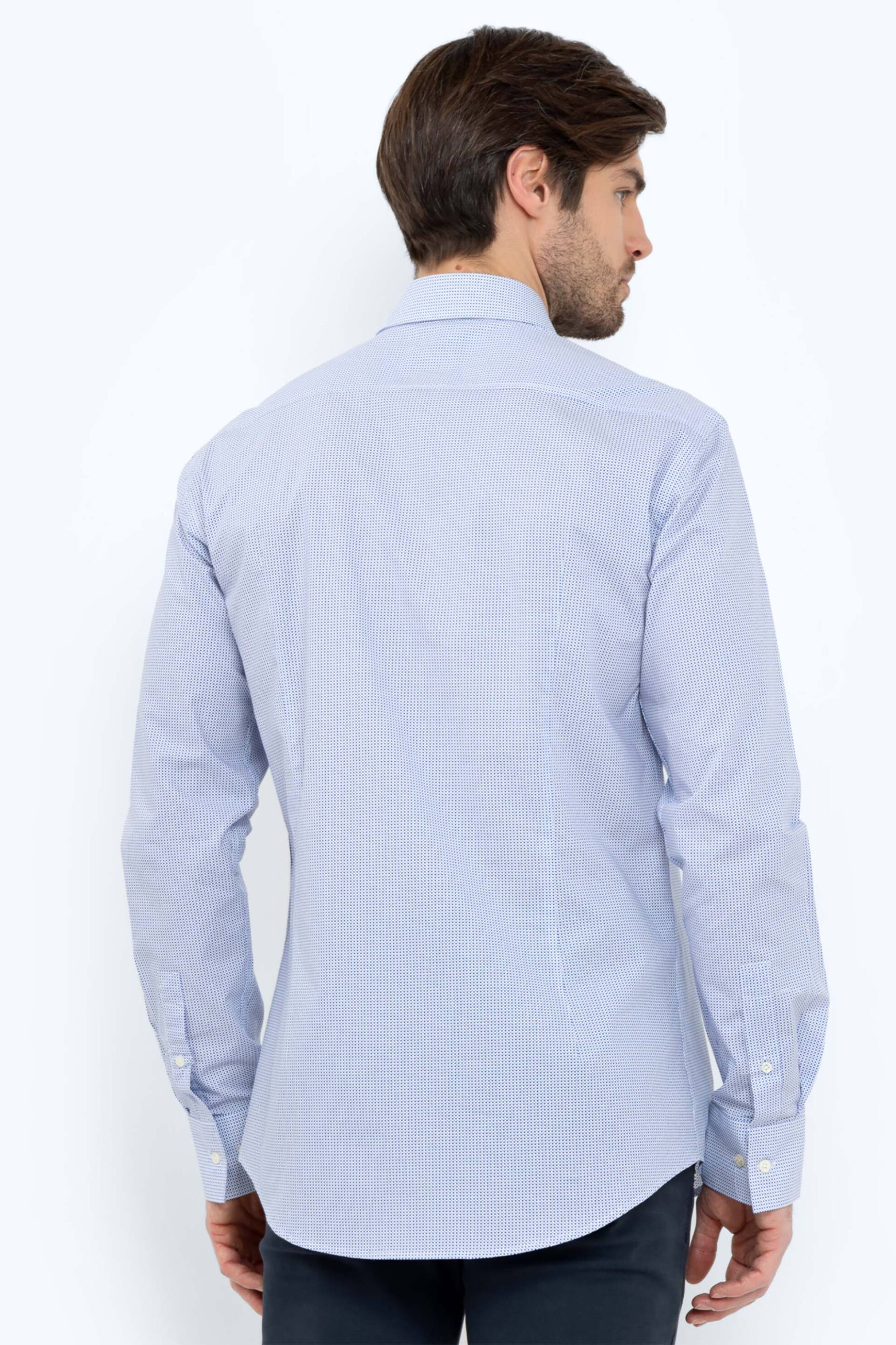 The Bostonians Ανδρικό Πουκάμισο με Μικροσχέδιο Slim Fit Charles Poplin - Acp2276 Μπλε Ανοιχτό