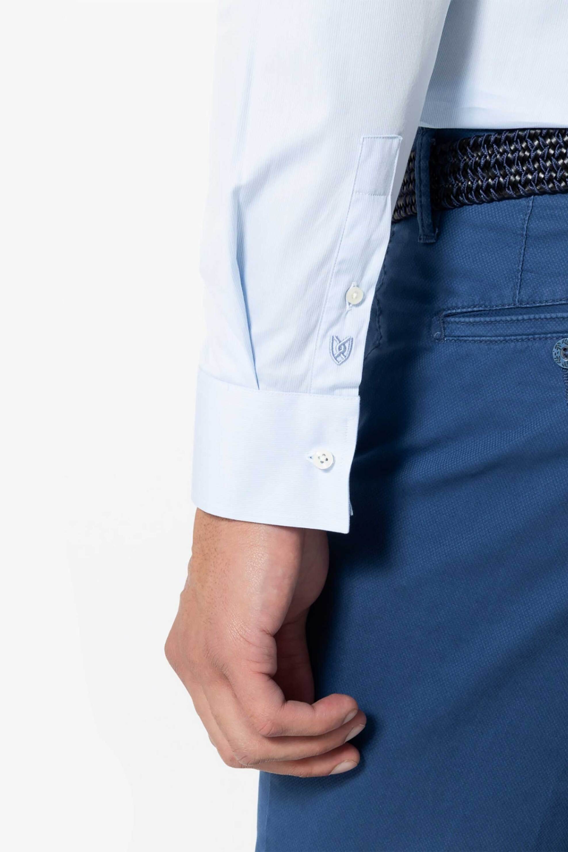 The Bostonians Ανδρικό Πουκάμισο Πικέ Slim Fit - Acp2393 Μπλε Ανοιχτό