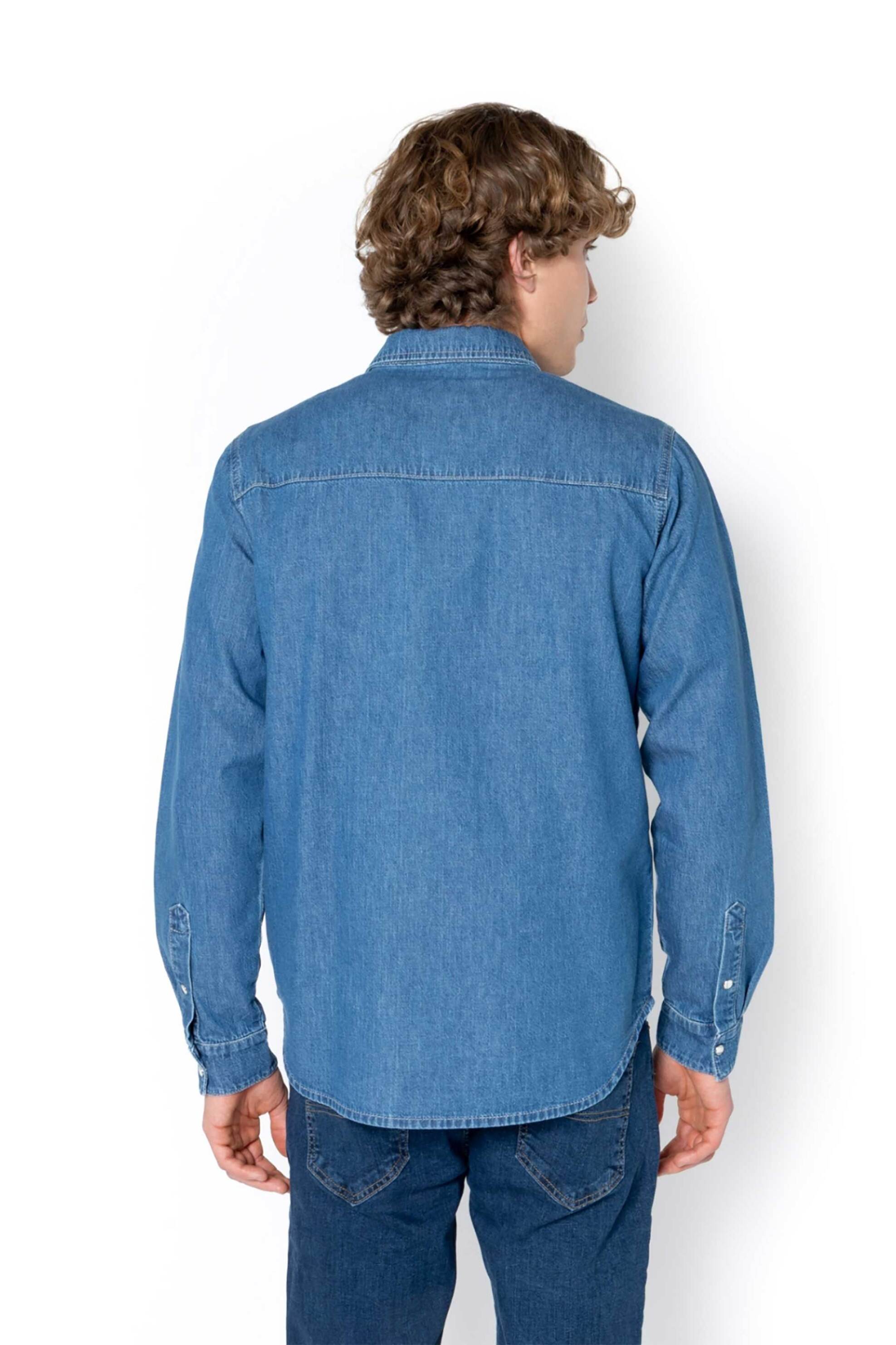 The Bostonians Ανδρικό Denim Πουκάμισο με Τσέπες Regular Fit - Adp0100 Blue