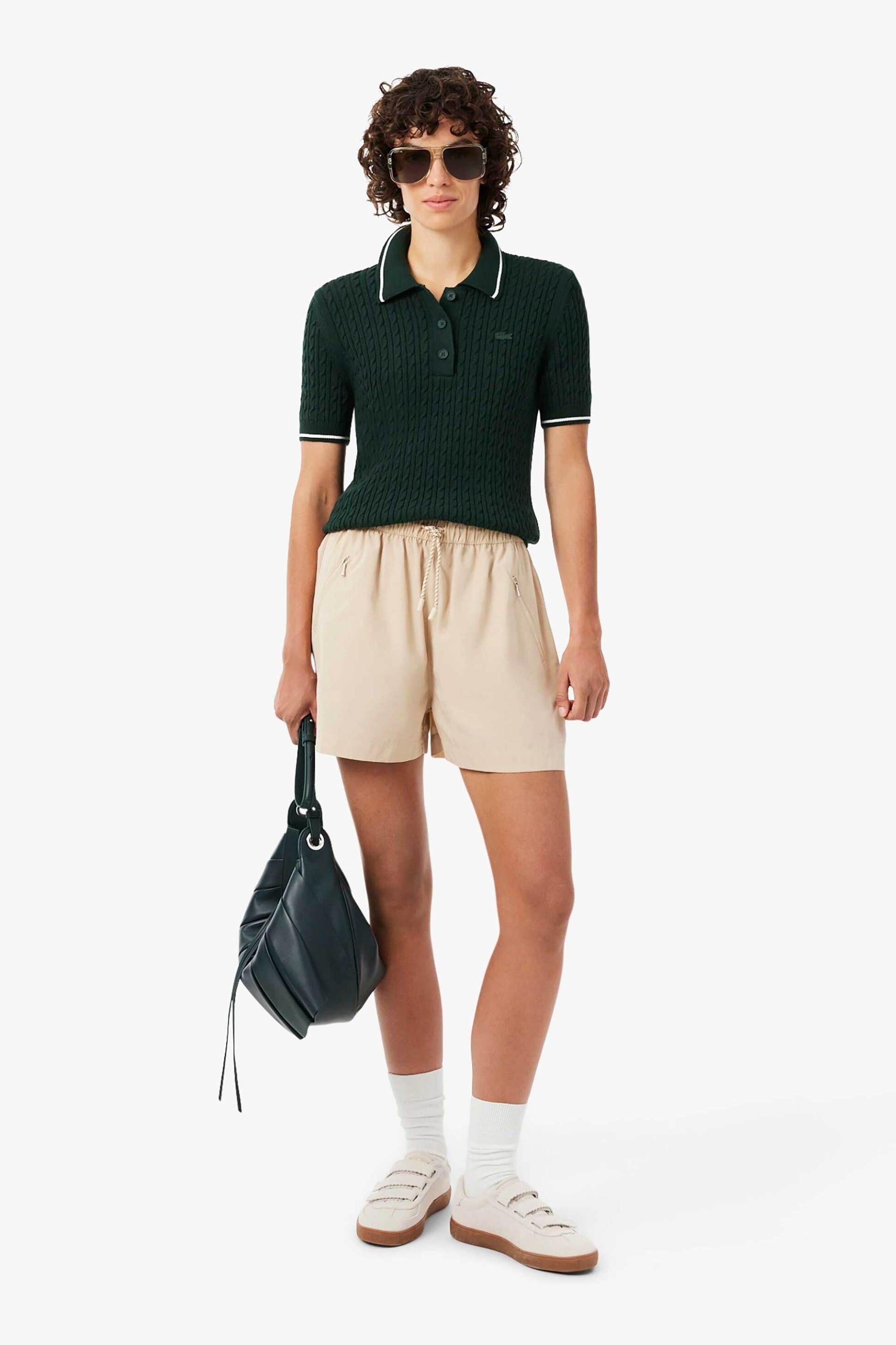 LACOSTE Lacoste γυναικεία πλεκτή μπλούζα πόλο με cable knit pattern και κεντημένο λογότυπο Regular Fit - AF0972 Κυπαρισσί - 3