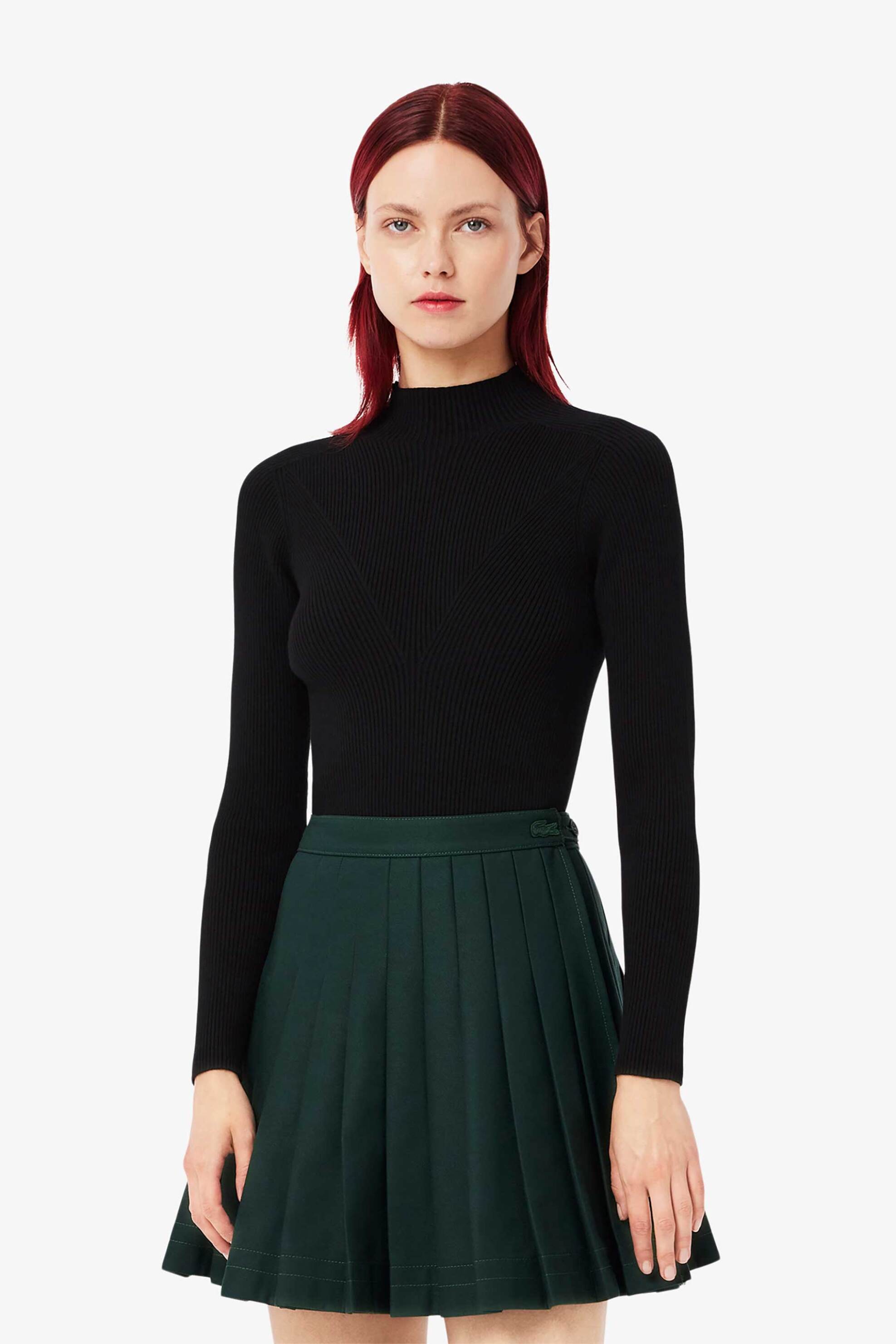 LACOSTE Lacoste γυναικείο πουλόβερ ribbed με ψηλό λαιμό - AF2621-00 Μαύρο