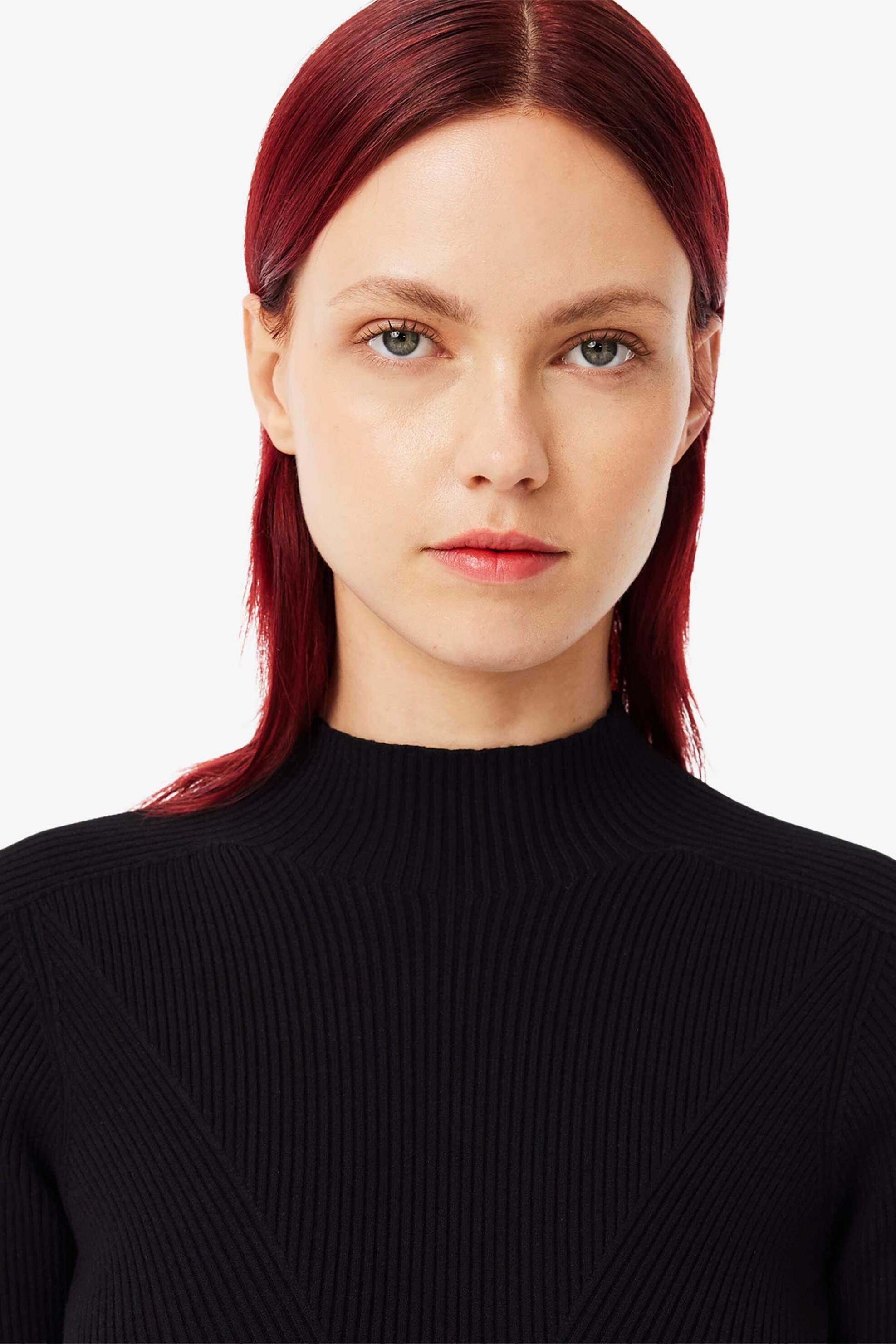 Lacoste γυναικείο πουλόβερ ribbed με ψηλό λαιμό - AF2621-00 Μαύρο φωτογραφία