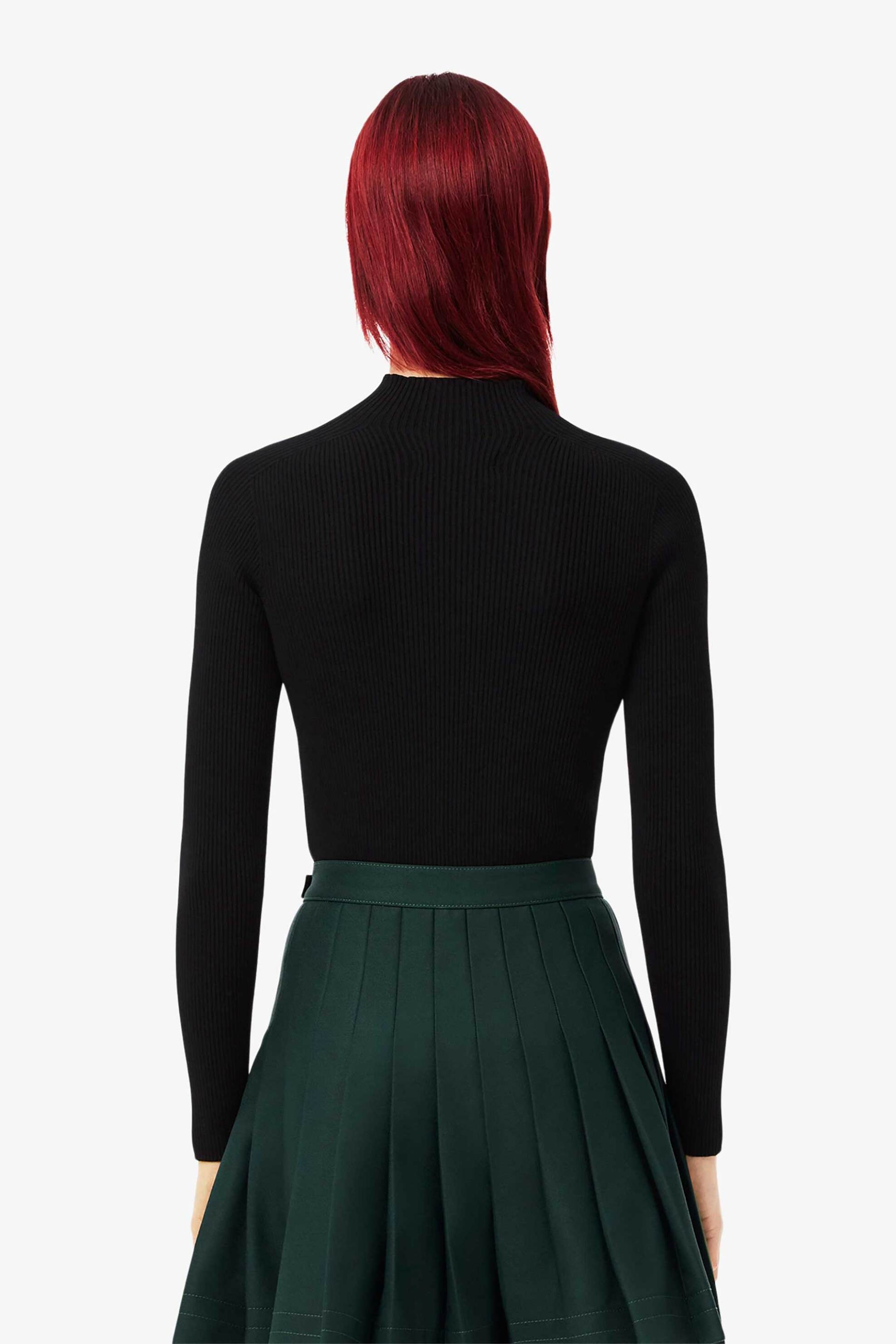 Lacoste γυναικείο πουλόβερ ribbed με ψηλό λαιμό - AF2621-00 Μαύρο φωτογραφία