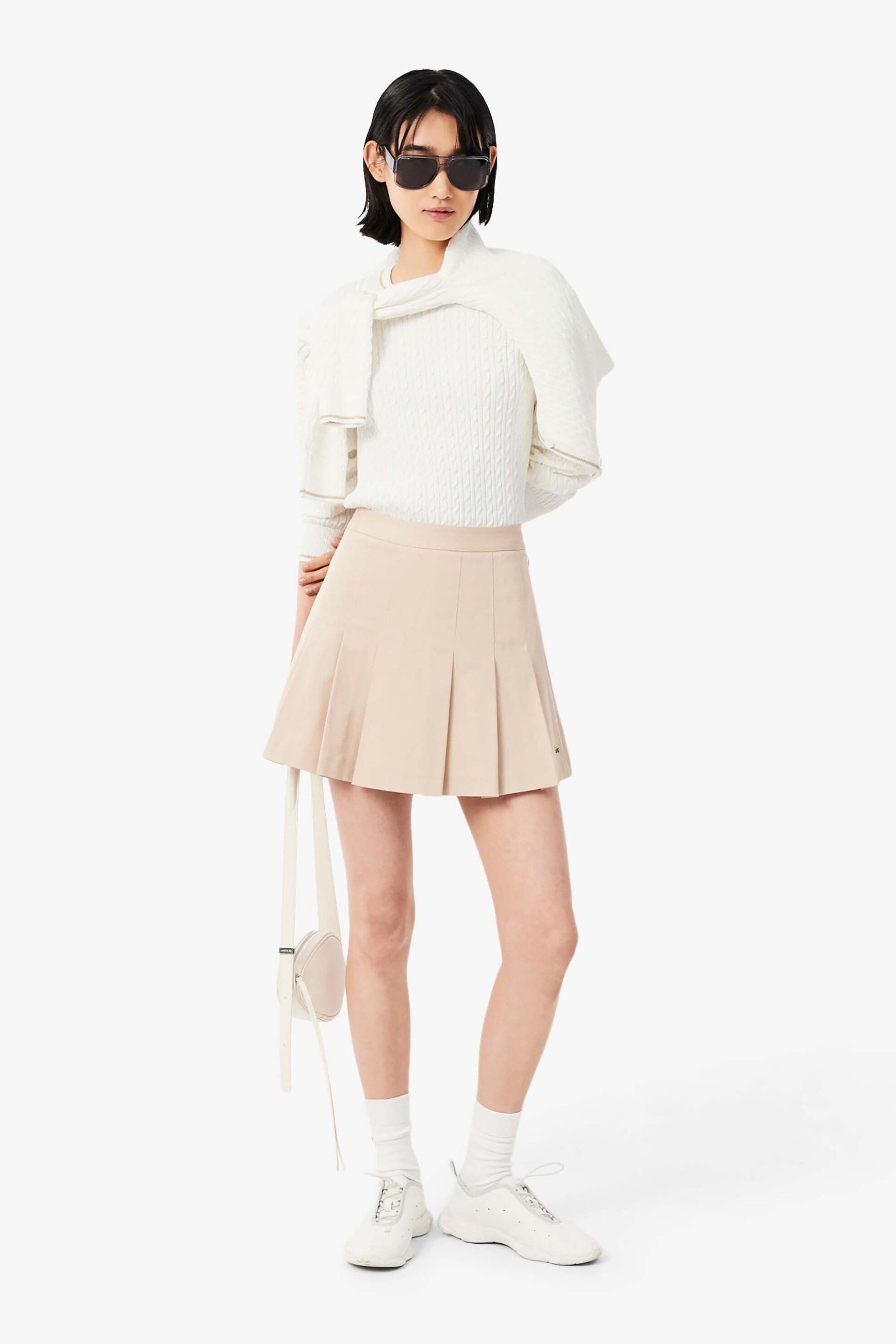LACOSTE Lacoste γυναικείο πουλόβερ με cable knit pattern και κεντημένο λογότυπο Regular Fit - AF3241 Λευκό - 3
