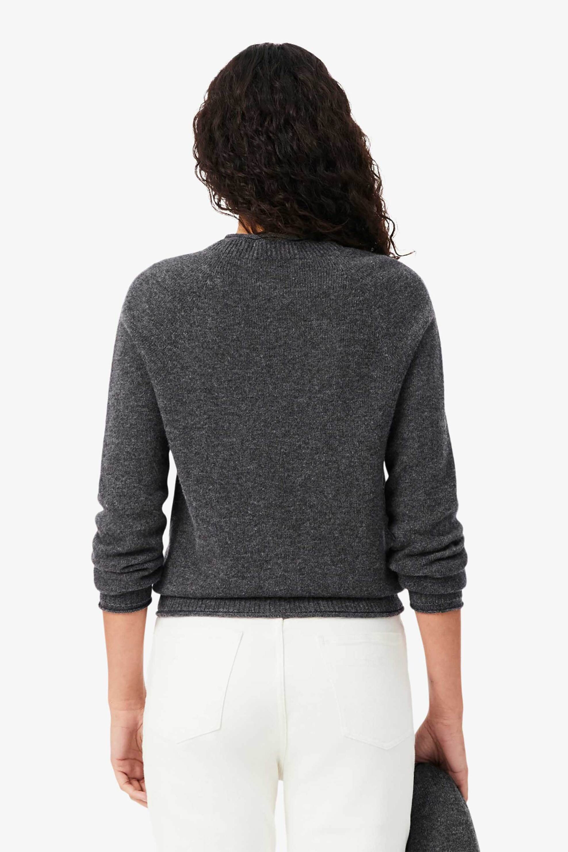 LACOSTE Lacoste γυναικείο πουλόβερ με κεντημένο λογότυπο Classic Fit - AF4160-00 Γκρι Σκούρο - 4
