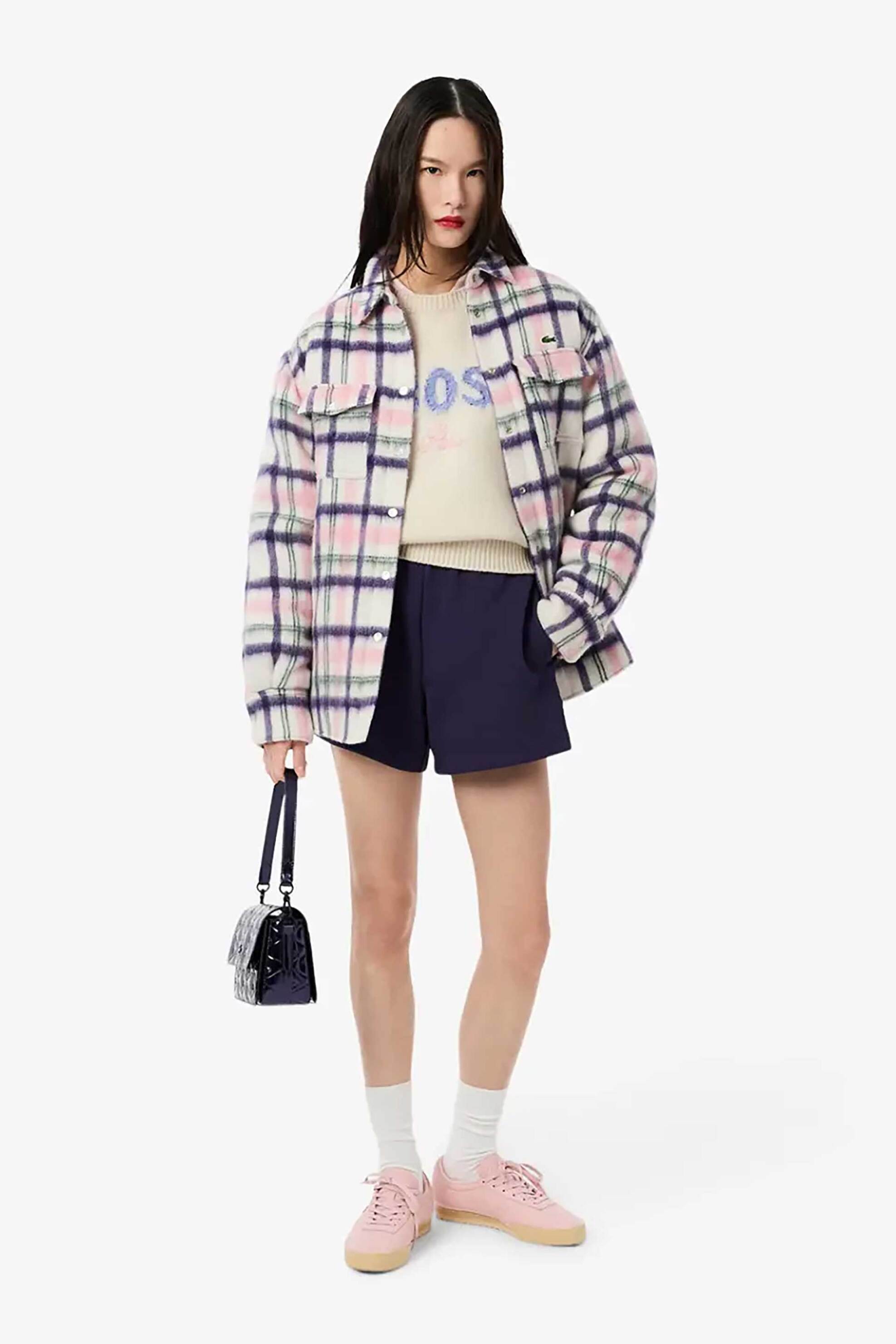 Lacoste γυναικείο μάλλινο πουλόβερ με fluffy λογότυπο Relaxed Fit - AF6832-00 Εκρού φωτογραφία